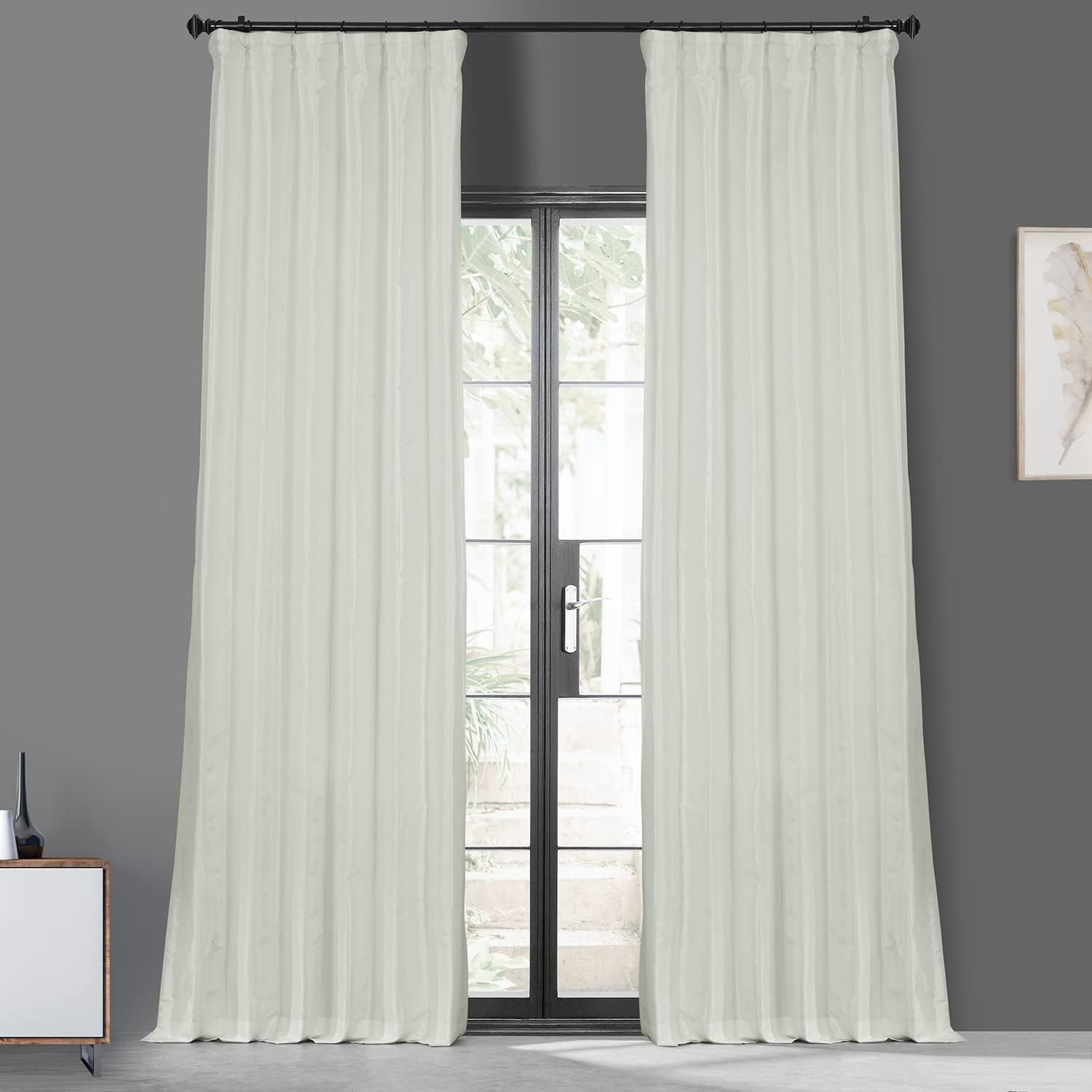 Navy Blue Blackout Faux Silk Taffeta Curtain (1 Panel), Navy Blue, 50W X 108L