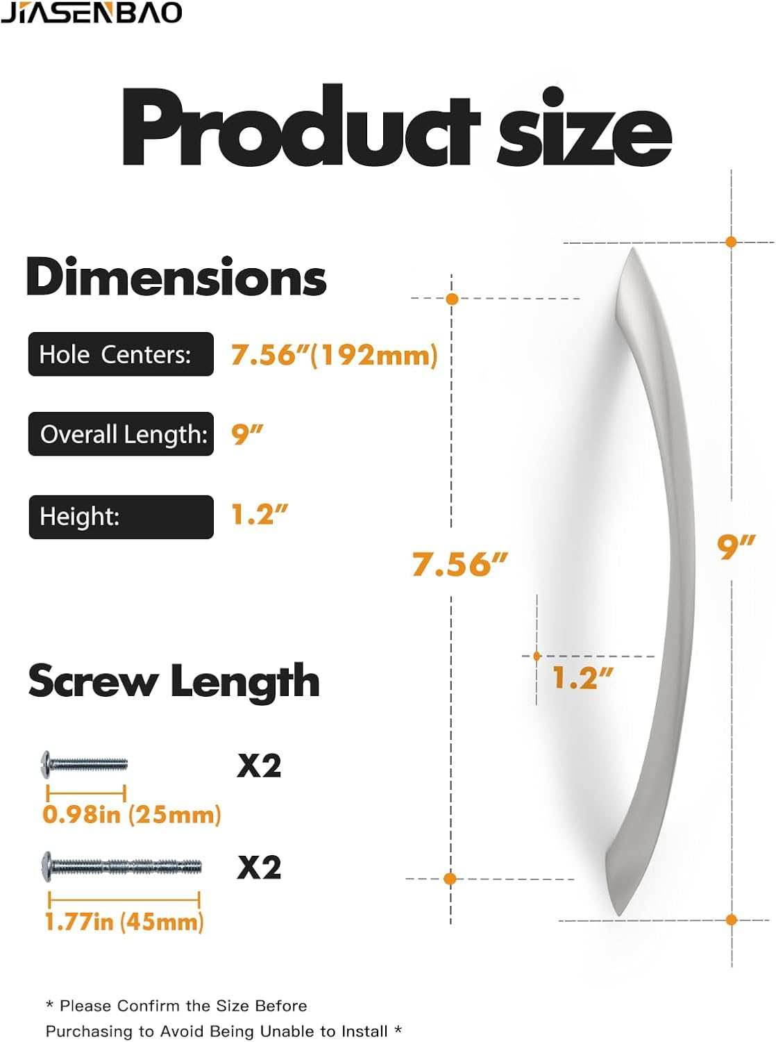 10 Pack Brushed Nickel Cabinet Pulls 7.56 Inch Arch Twisted Silver Handles Drawer Kitchen Cupboard Bathroom Dresser Cabinet Hardware Zinc Alloy