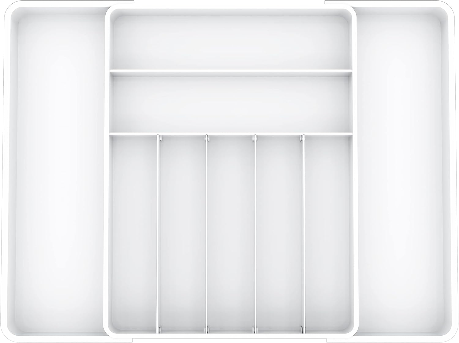 Simple Houseware Expandable Cutlery Drawer Tray and Flatware Utensil Organizers for Kitchen, White