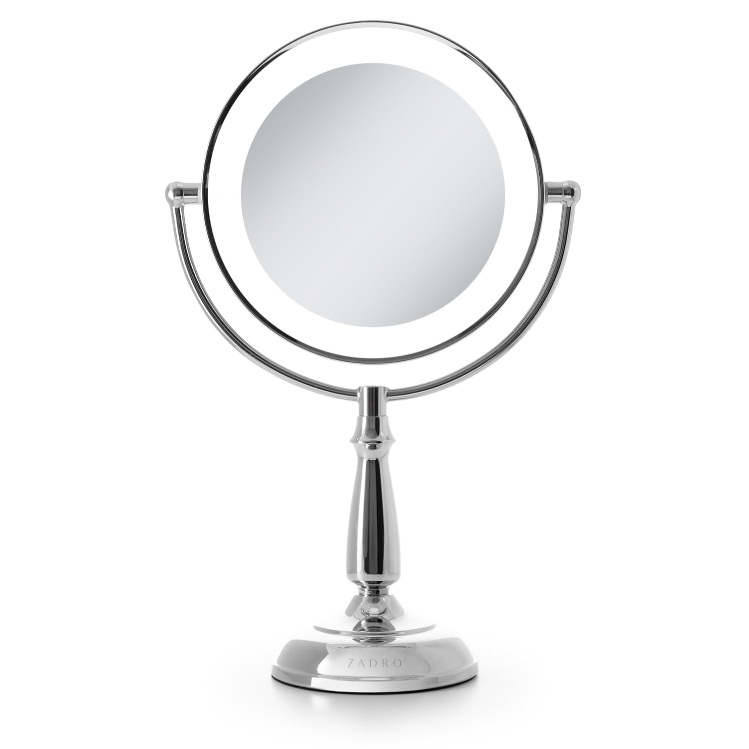 Chrome Round 10X/1X Magnifying LED Lighted Makeup Mirror