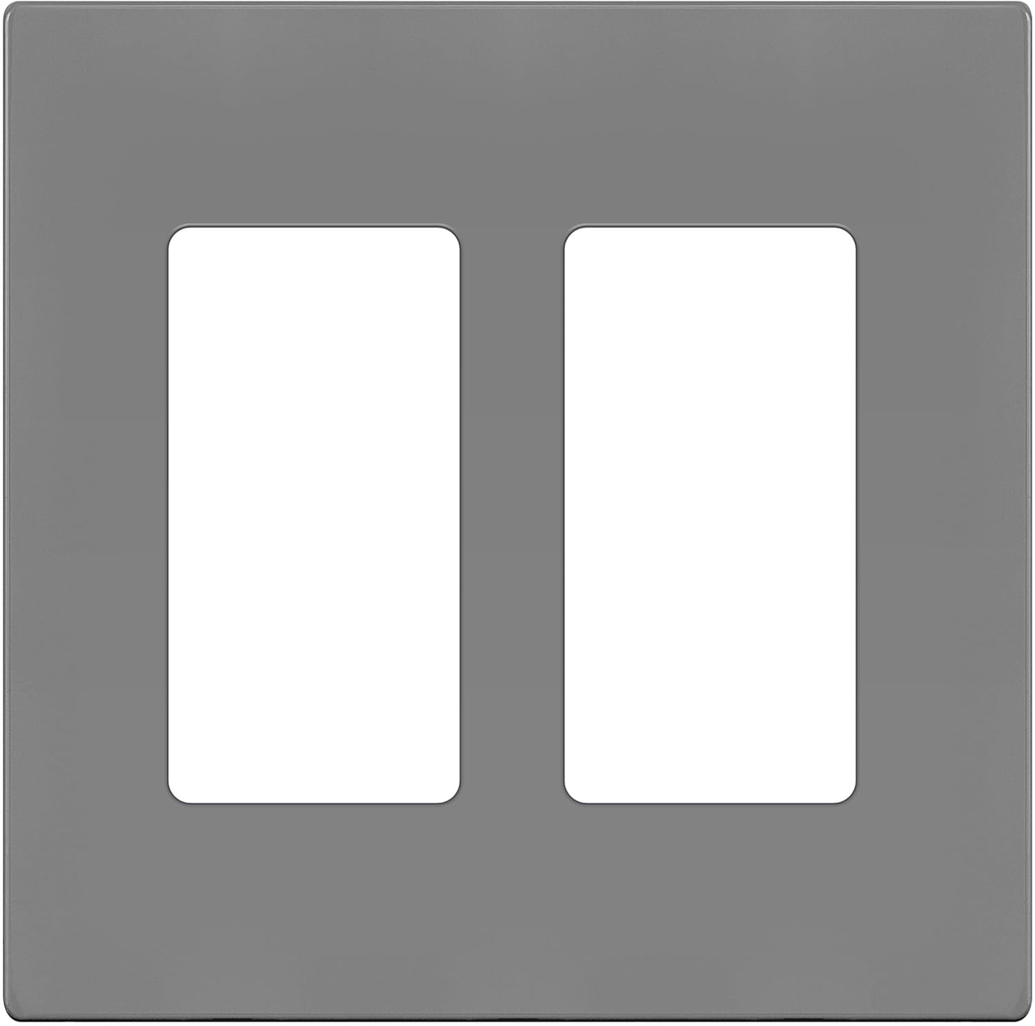 ENERLITES Screwless Decorator Wall Plates Child Safe Outlet Covers, Size 2-Gang 4.68" H x 4.73" L, Unbreakable Polycarbonate Thermoplastic, SI8832-GY, Glossy, Gray