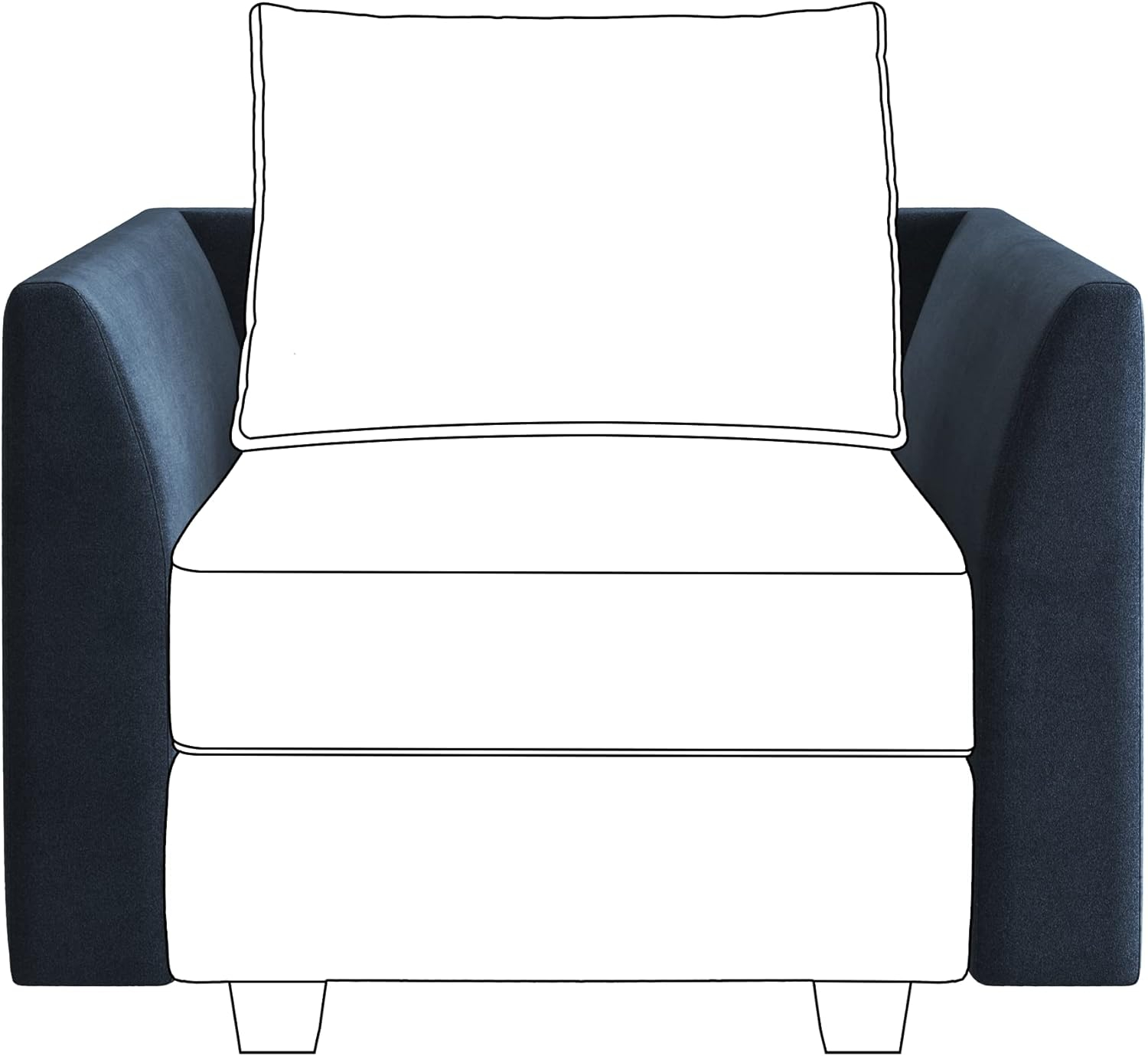 HONBAY Armrest Module for Modular Sectional Sofa, Pair of Sofa Armrest for Sectional Modular Couch, Velvet Dark Blue