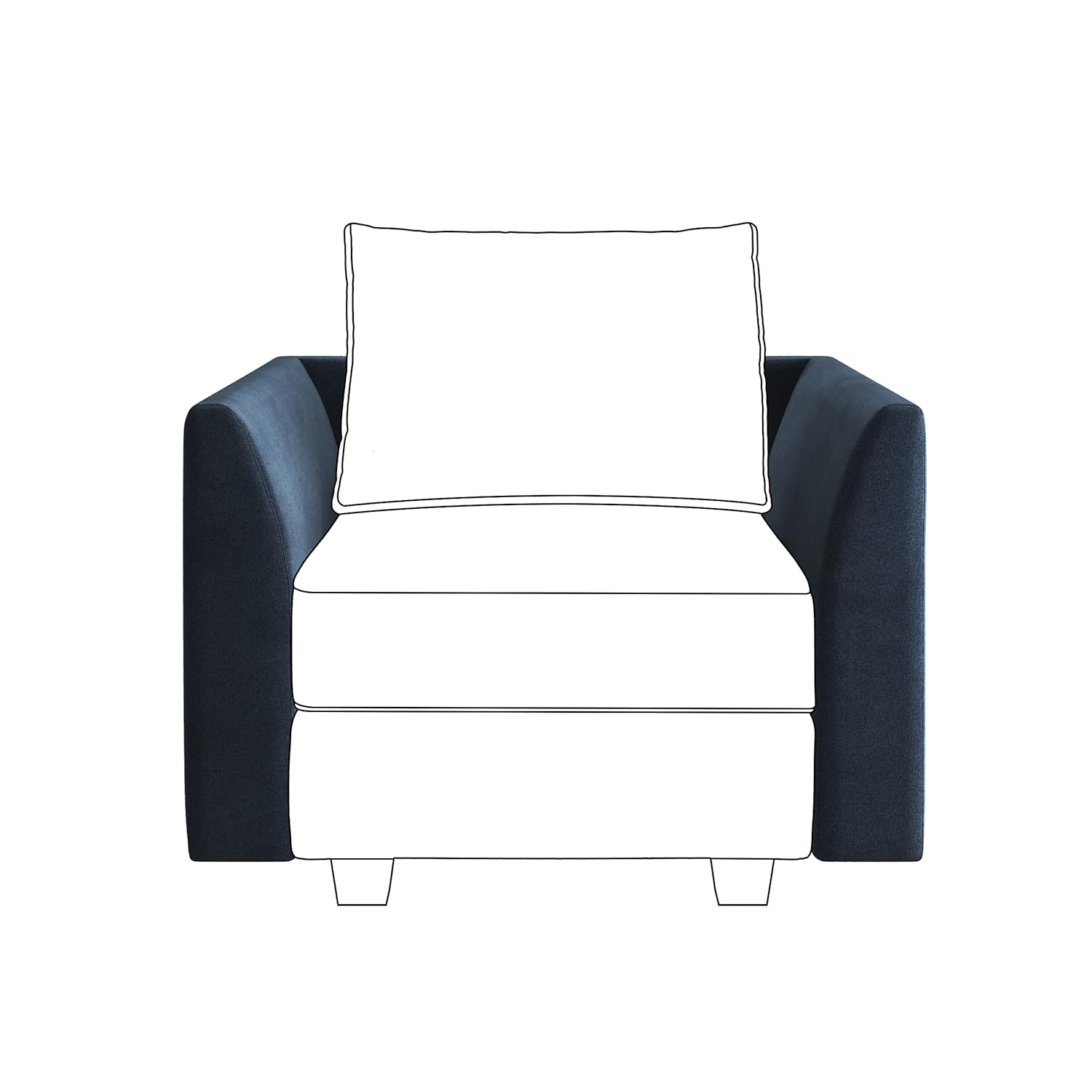 HONBAY Armrest Module for Modular Sectional Sofa, Pair of Sofa Armrest for Sectional Modular Couch, Velvet Dark Blue