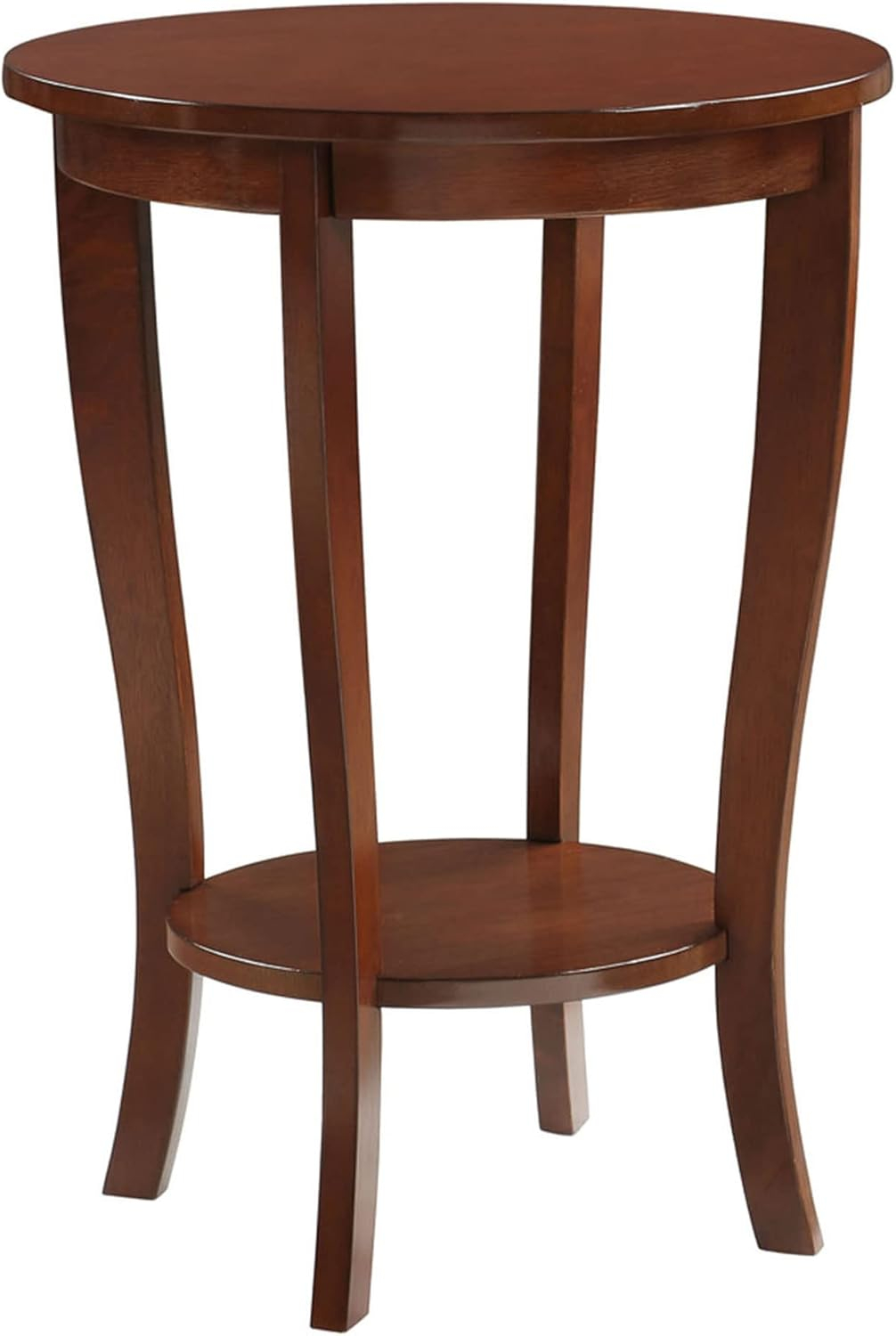 Elegant Mahogany Round End Table with Lower Shelf, 18"