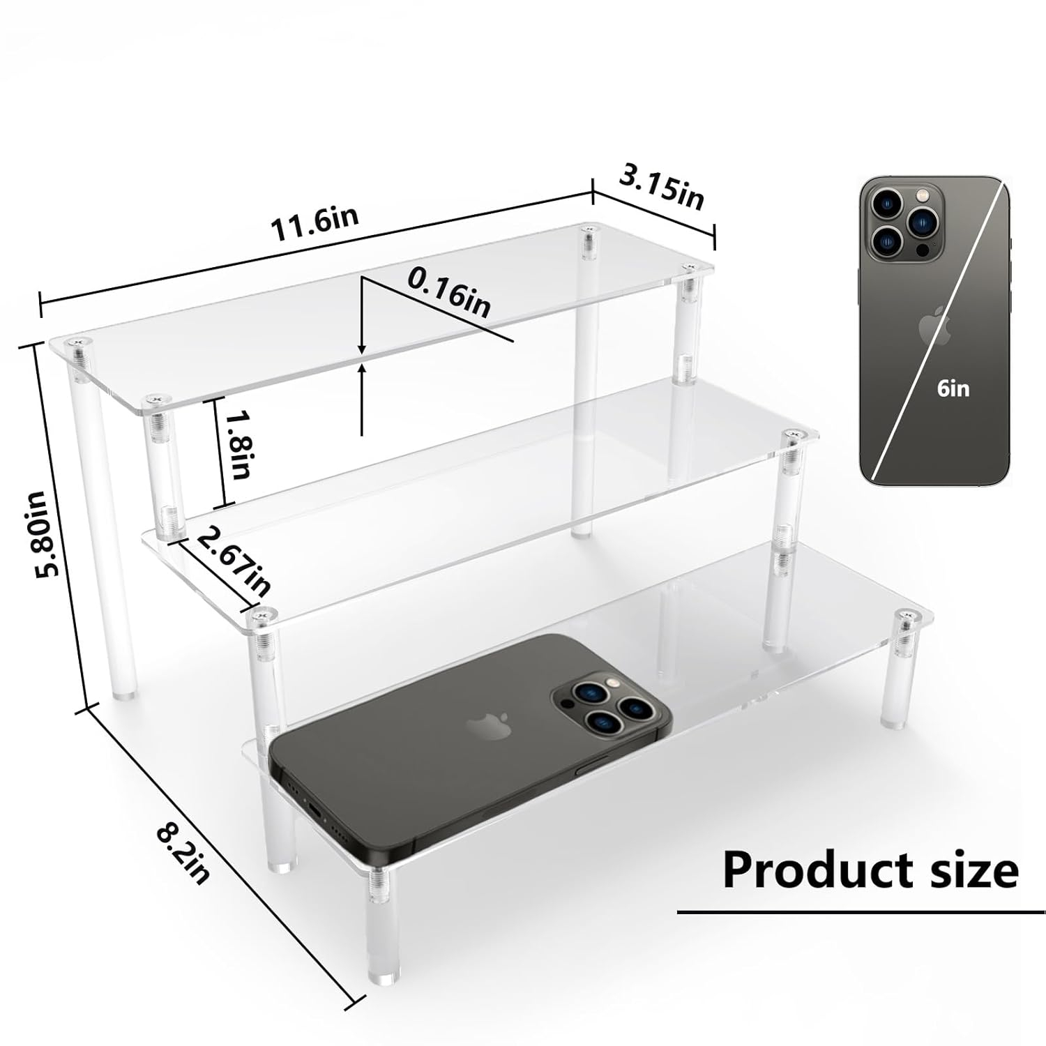AZEAM 2 Packs Acrylic Display Risers,Clear Display Risers Stand Small Mini Shelf 3 Tiered Cupcake Stand for Food Desserts Stand Perfume Organizer Toys Collections Cosmetic Products Tabletop Use