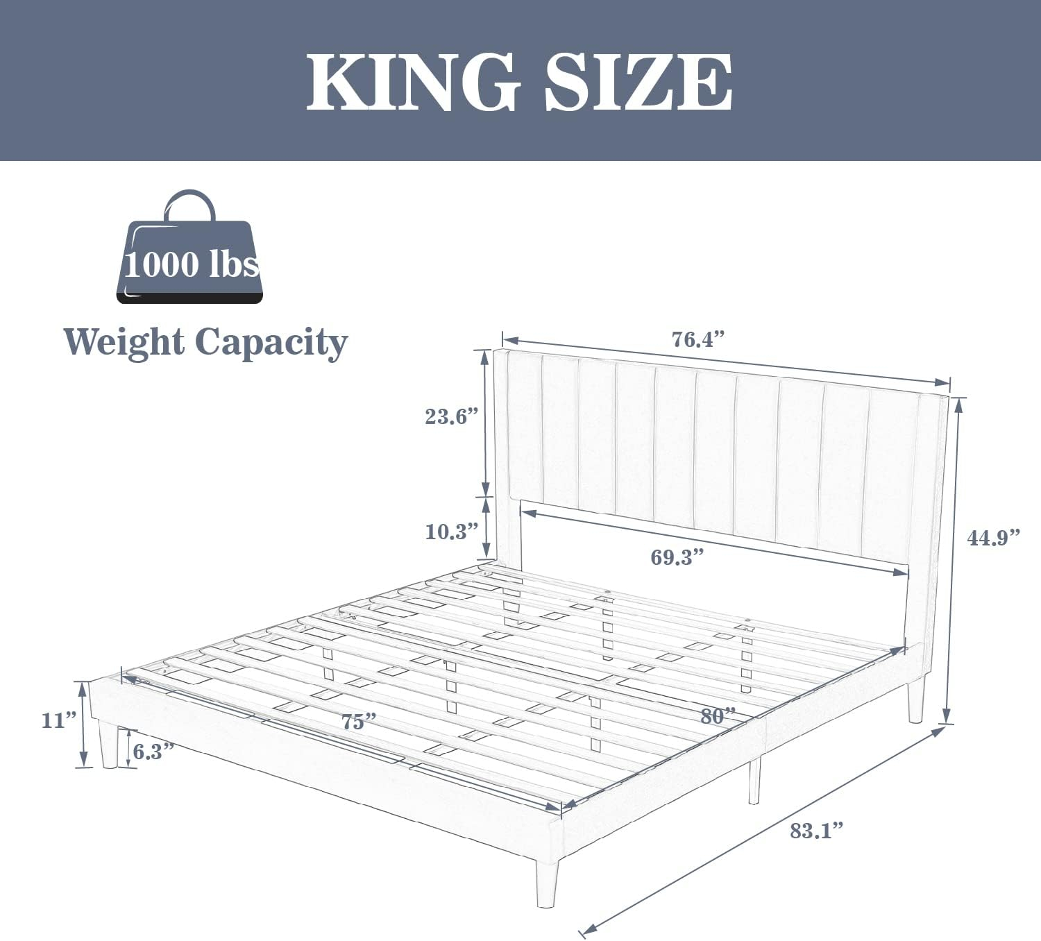 Allewie King Platform Bed Frame/Velvet Upholstered Bed Frame with Vertical Channel Tufted Headboard/Strong Wooden Slats/Mattress Foundation/Box Spring Optional/Easy Assembly/Green