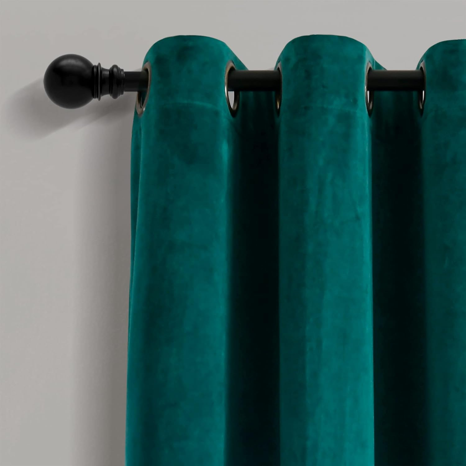 Prima Velvet Solid Light Filtering Grommet Window Curtain Panels Teal Green 38X84 Set