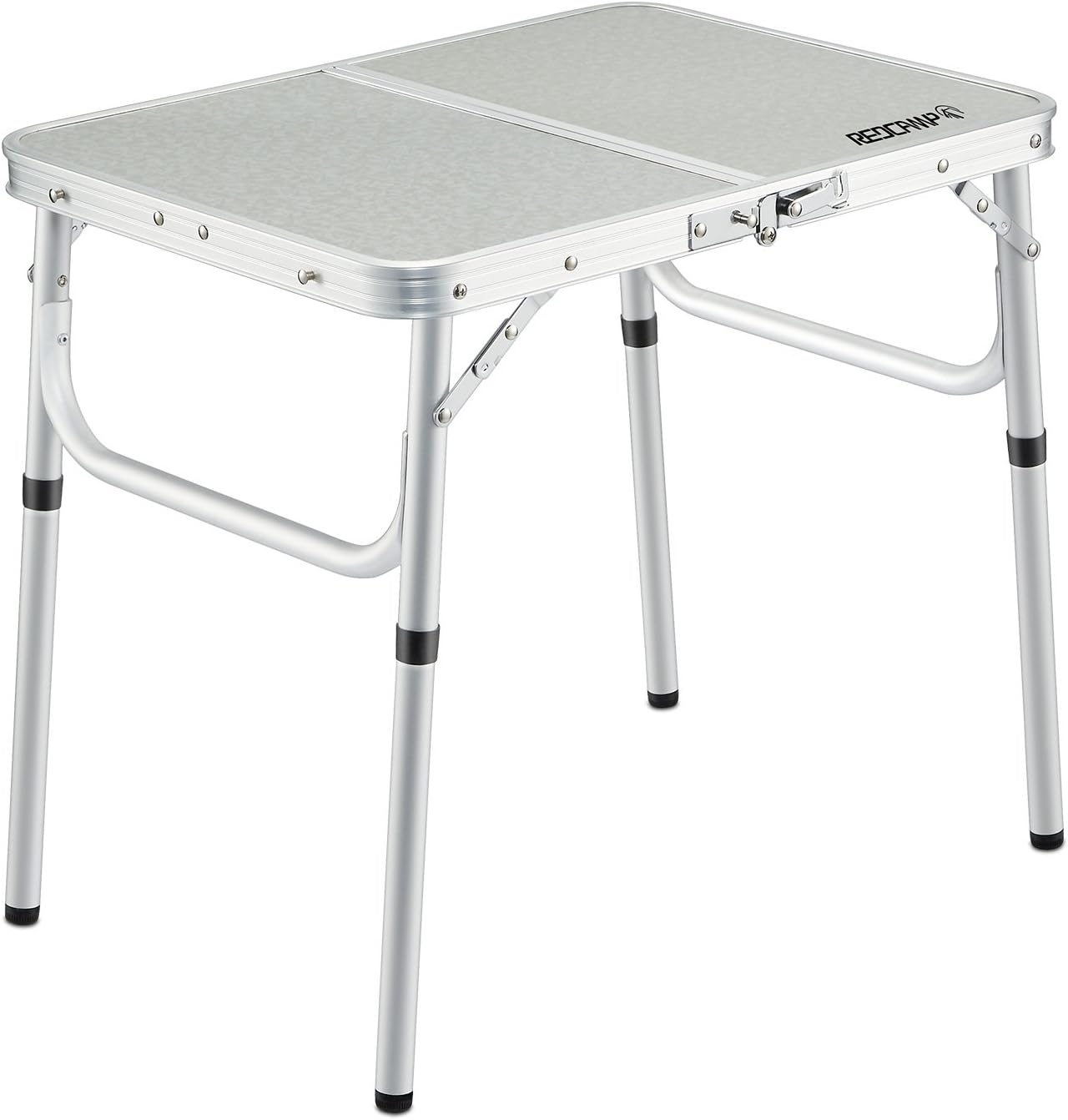 REDCAMP Aluminum Frame Camping Table 4 Foot, Portable Folding Table Adjustable Height Lightweight for Picnic Beach Outdoor Indoor,48 x 24 inches