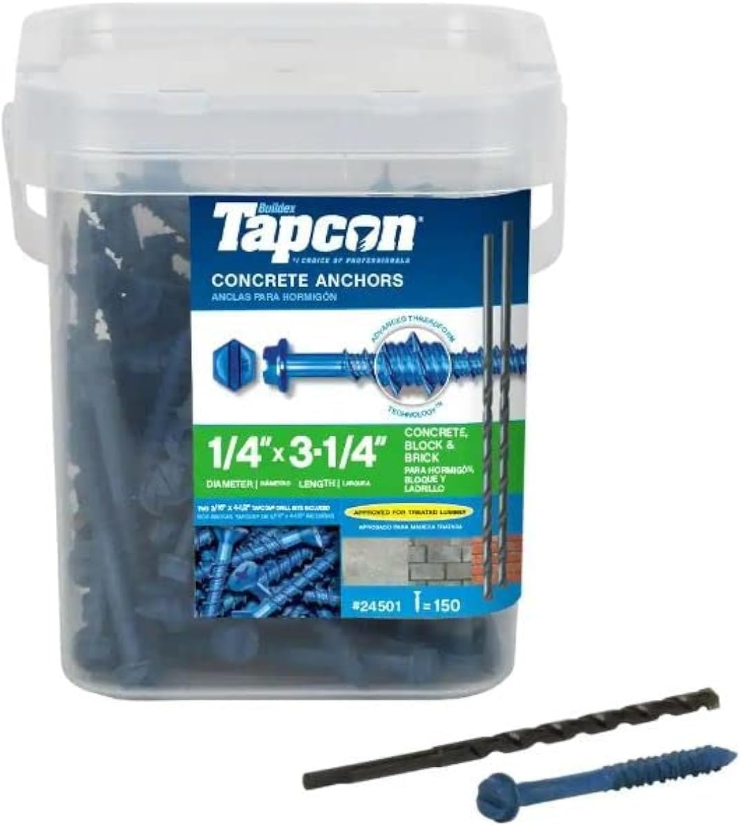 Tapcon 1/4-in x 3-1/4-in Concrete Screws Anchors 150 -Pack