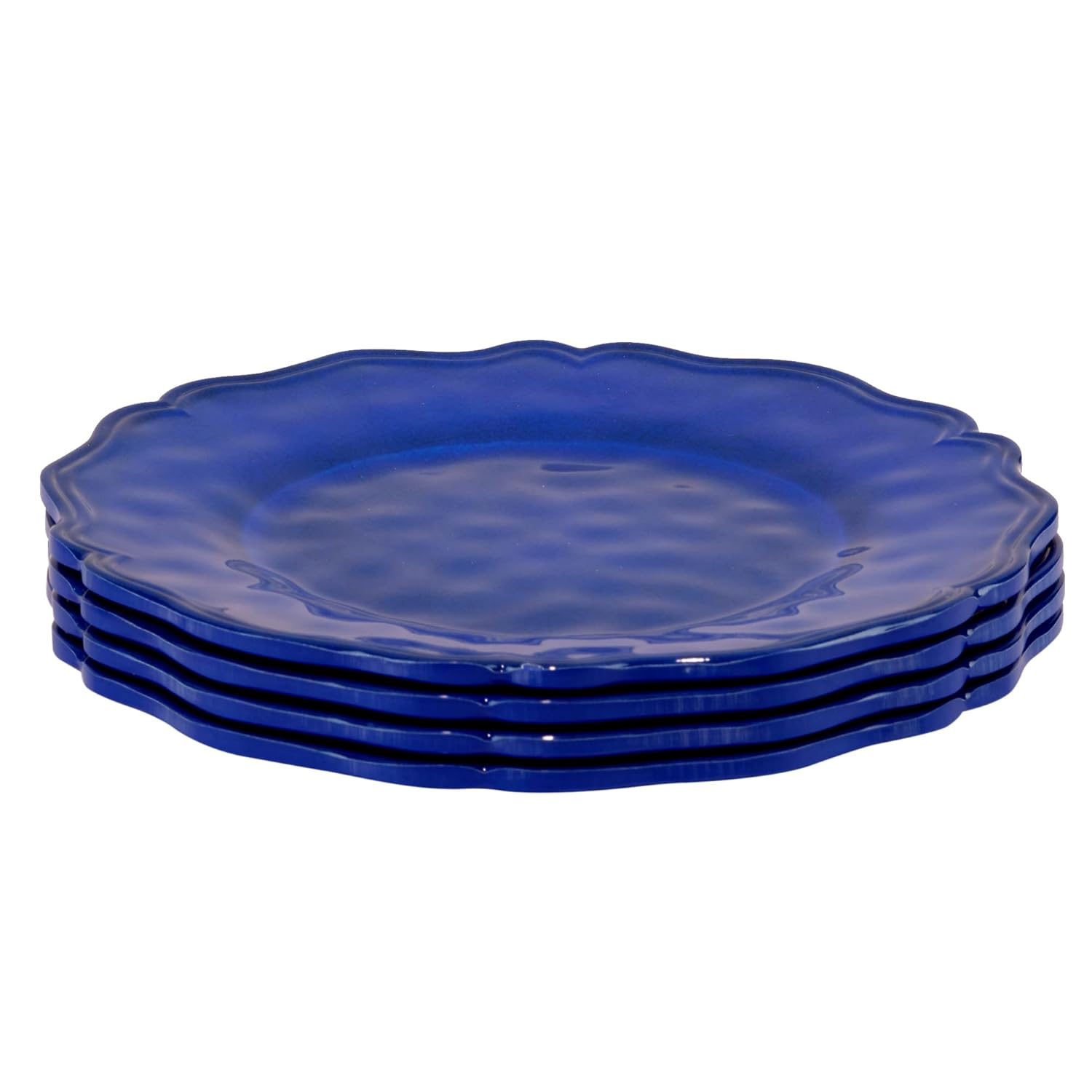 Isabella Blue Melamine Dinner Plates Set of 4 – Lightweight Unbreakable Plates for Indoor Outdoor Dining, Dishwasher Safe, BPA-Free, Great for BBQ, Poolside, Patio, or RV Use