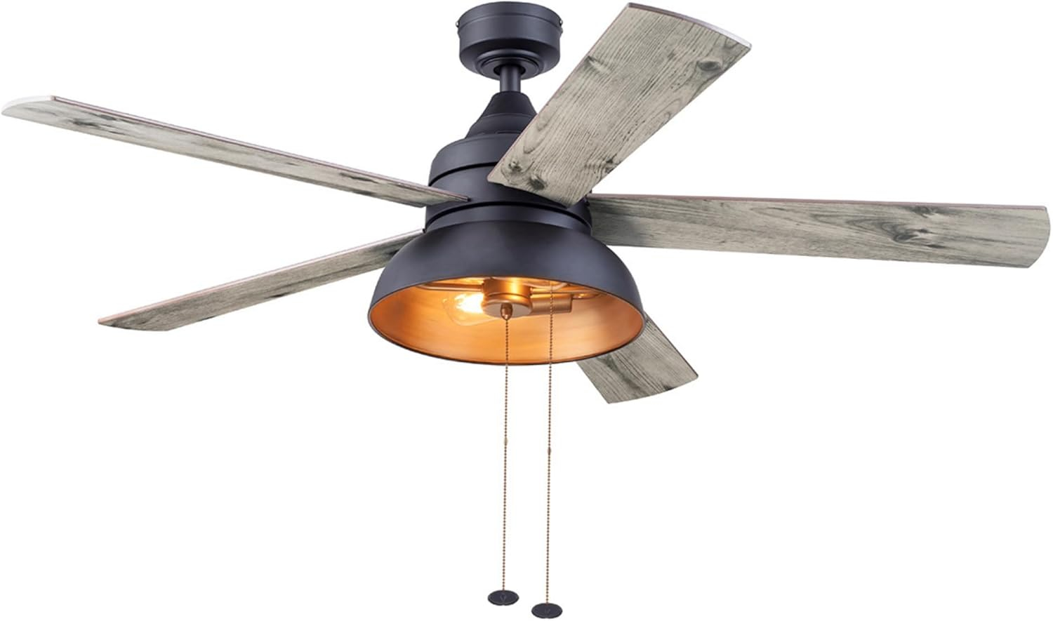 Prominence Home 51659-45 Brightondale 52 in. Industrial Style Indoor Outdoor LED Ceiling Fan with Light - Matte Black