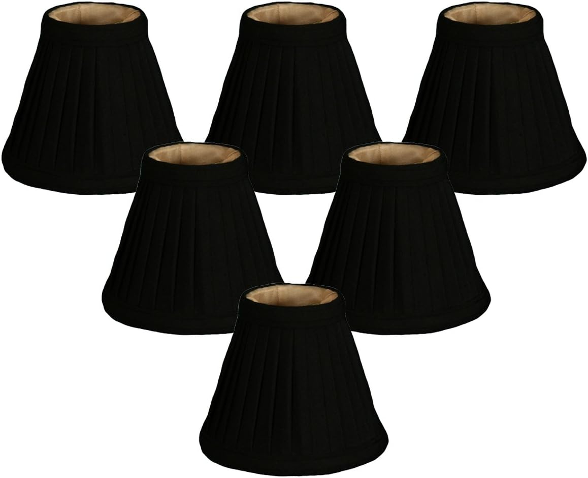 Royal Designs, Inc. Pleated Empire Chandelier Shade CS-111BLK/GL-6, Black with Gold, 2.5 x 5 x 4.25, Pack of 6