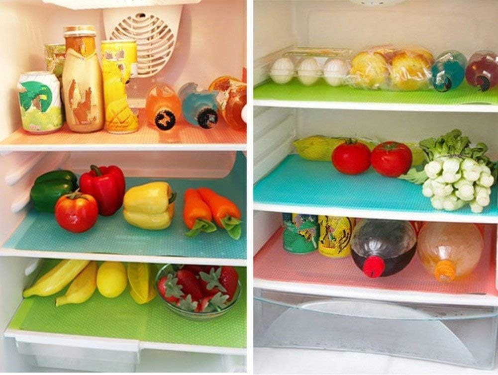 9 Pack Refrigerator Mats,Washable Fridge Mats Liners Easy to Clear Fridge Pads Mat Shelves Drawer Table Mats Refrigerator Liners for Shelves,3Red/3Green/3Blue
