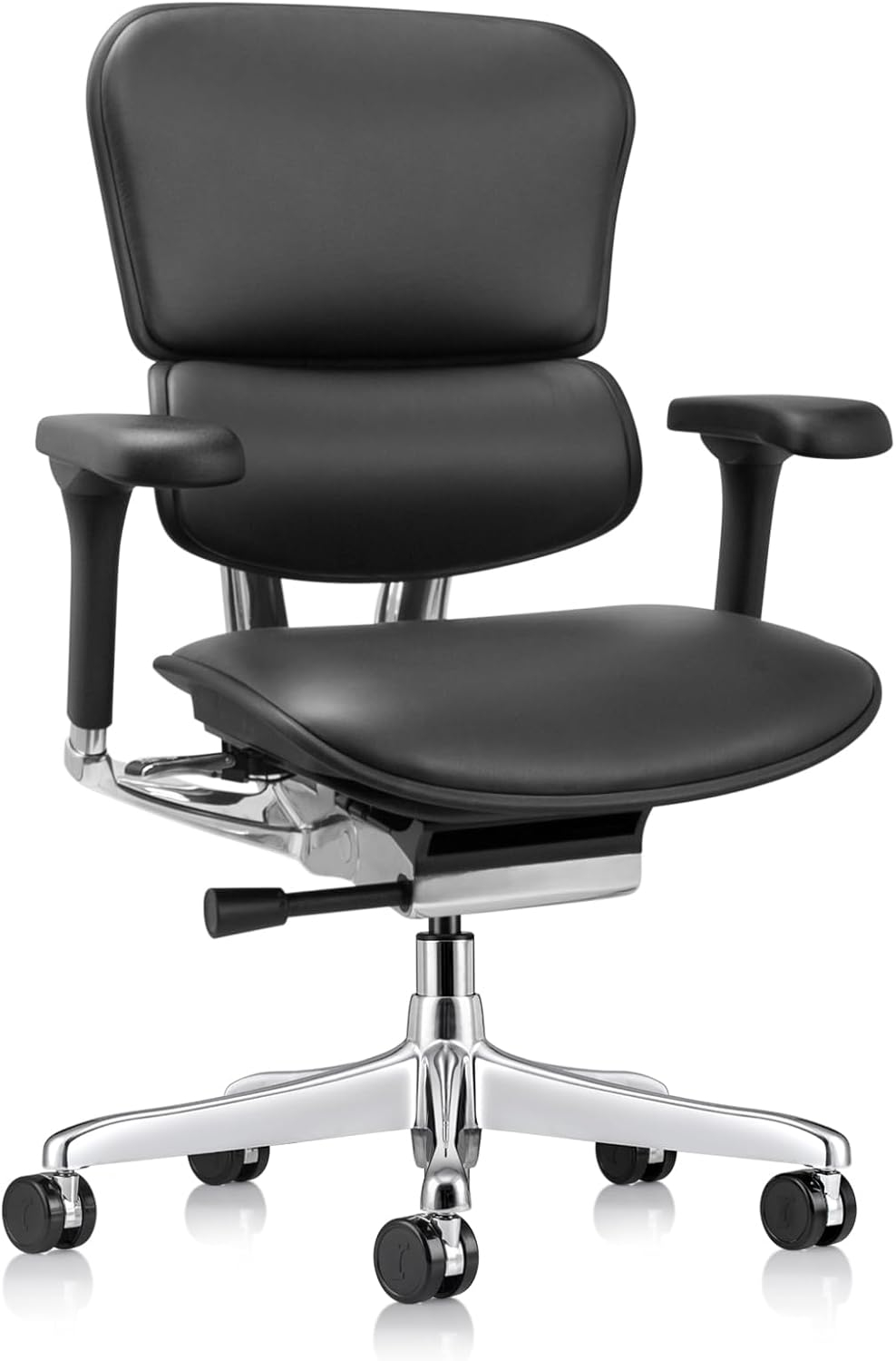 Eurotech Ergohuman Bonded Leather Mid-Back Chair, Black/Chrome