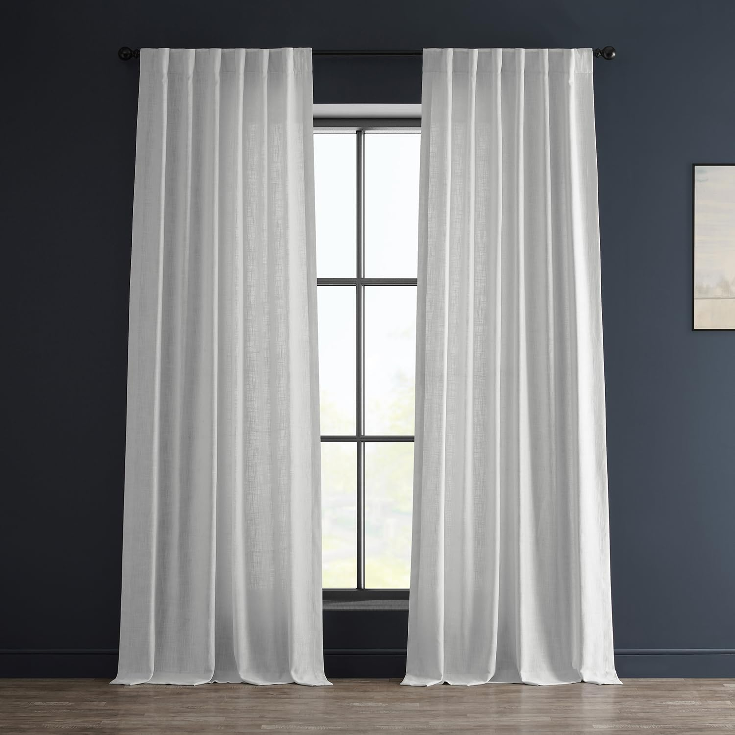 Rice White Heavy Faux Linen Curtain (1 Panel), Rice White, 50W X 84L