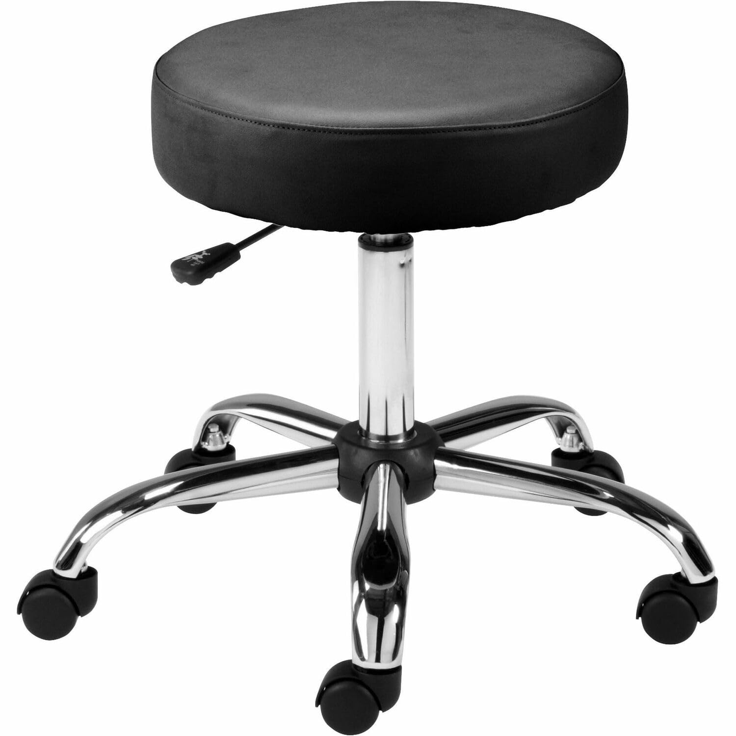 Black Vinyl Backless Pneumatic Height Adjustable Stool with Chrome Base