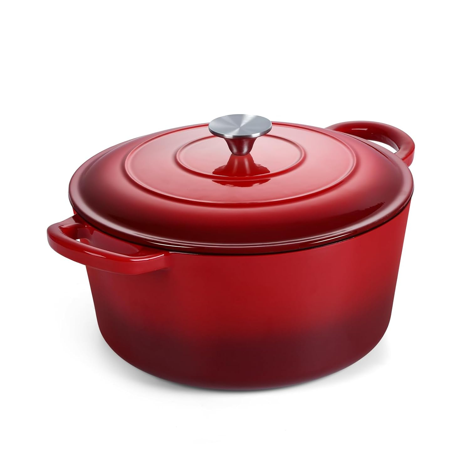 Onader 5QT Enameled Cast Iron Dutch Oven, Round Dutch Oven Pot with Lid for Sourdough Bread Baking - Red