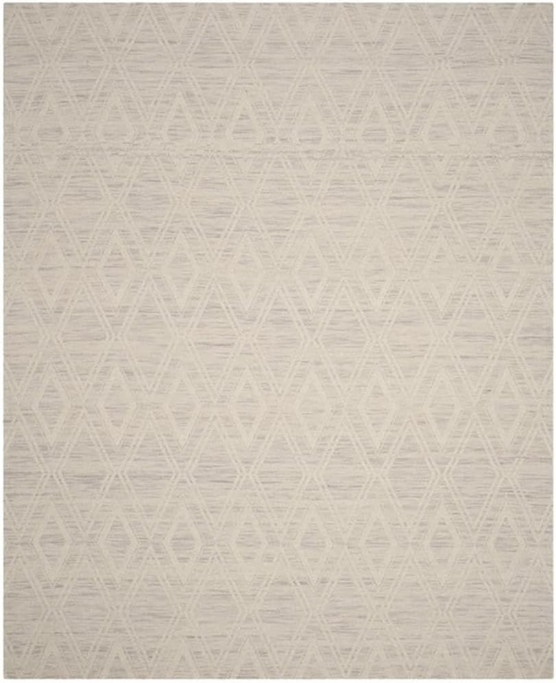 SAFAVIEH Marbella Alicia Geometric Diamonds Wool Area Rug, Silver/Ivory, 10' x 14'