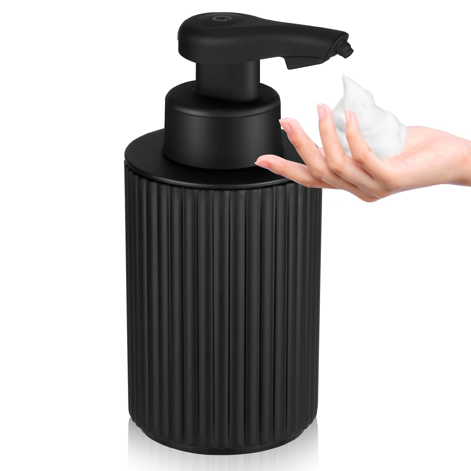 Automatic Soap Dispenser Foaming Touchless: 9oz Black Plastic - Rechargeable Electric Smart Auto Foam Soap Dispenser - Hand Dish Bathroom Kitchen