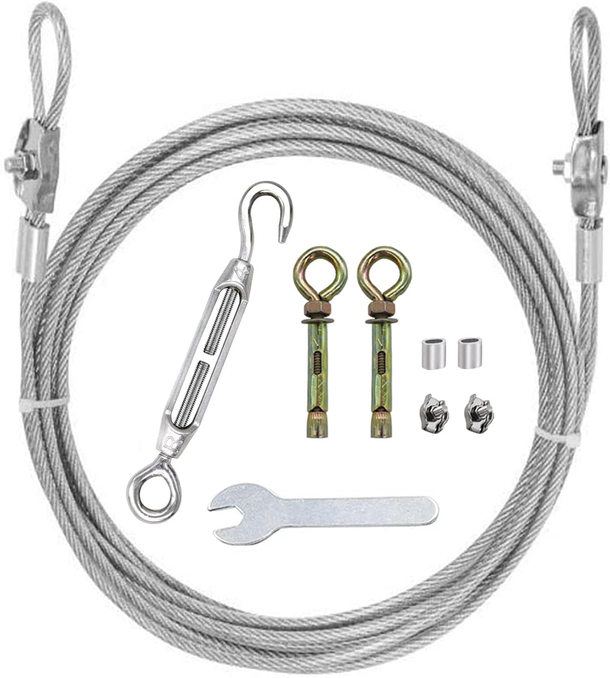 MHY 16Ft Heavy Clotheslines,Outdoors 304 Stainless Steel Clothes Line,Heavy Duty Cable Wire Rope with Retractable System，Windproof Clothes Rope for Outdoor/Indoor/Home/Drying/Curtain Hanging