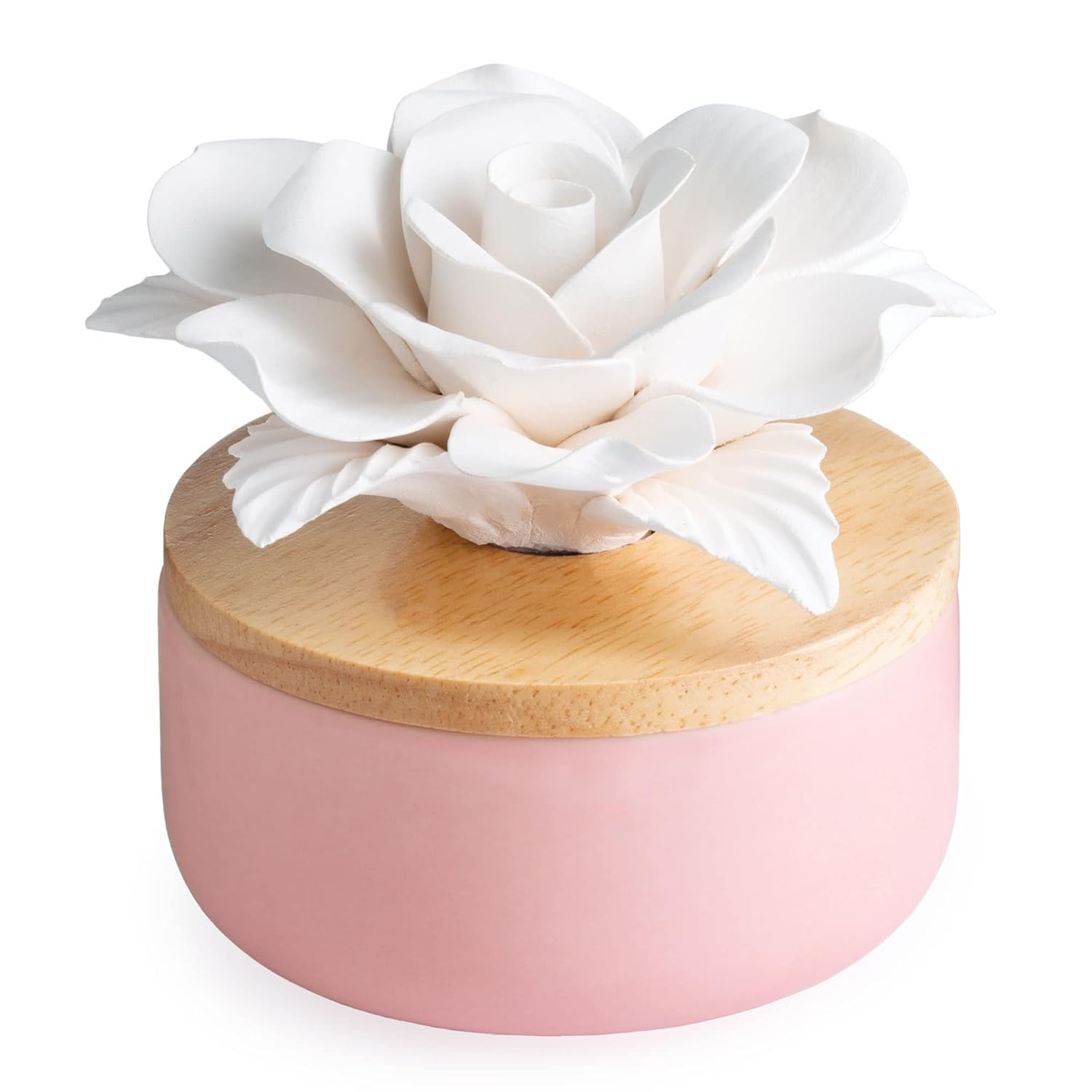 Passive Porcelain White Rose Electric-Free Diffuser with Peppermint Oil