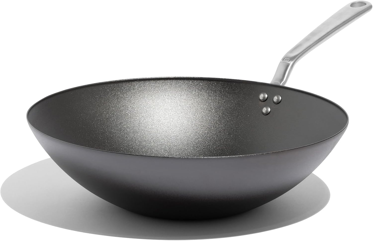 13" Gray Carbon Steel Wok with Stainless Steel Handle