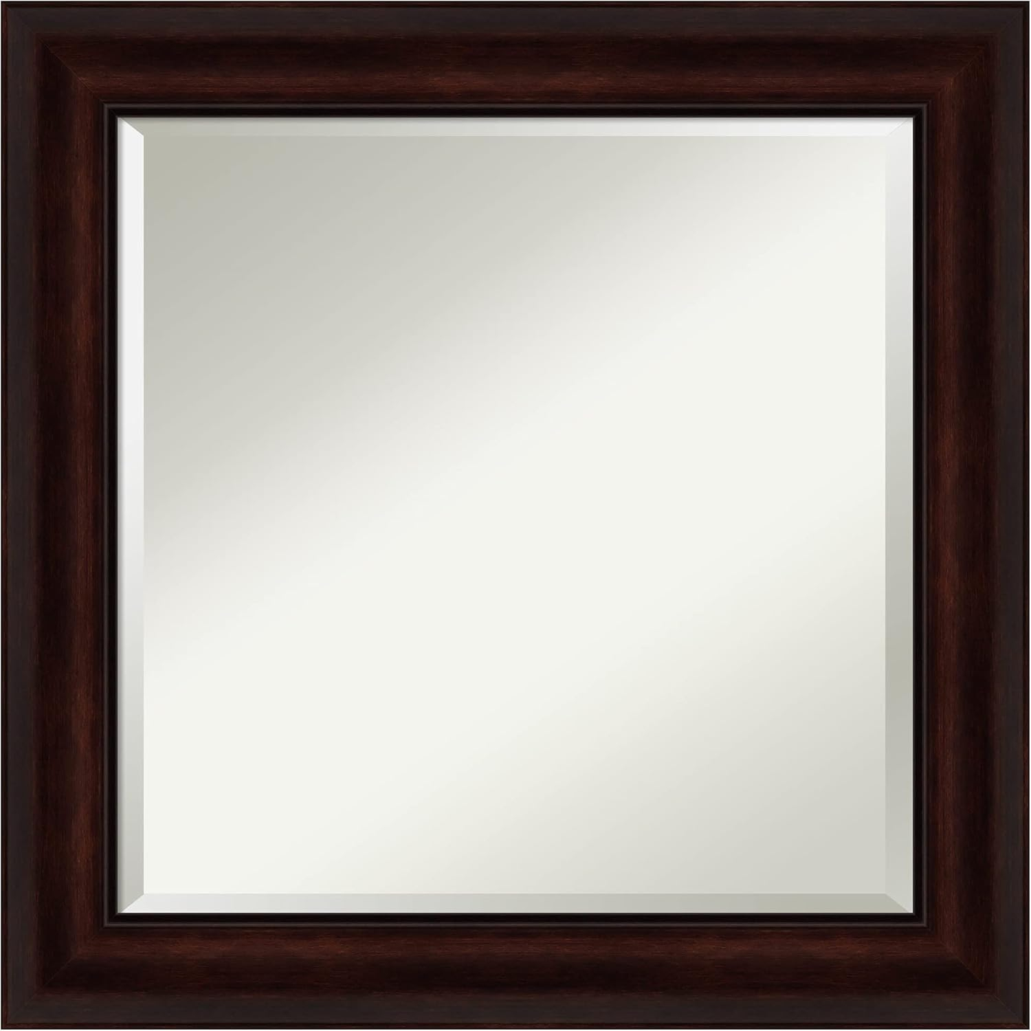 Amanti Art Beveled Bathroom Wall Mirror - Coffee Bean Brown Frame - Coffee Bean Brown Outer Size: 25 x 25 in