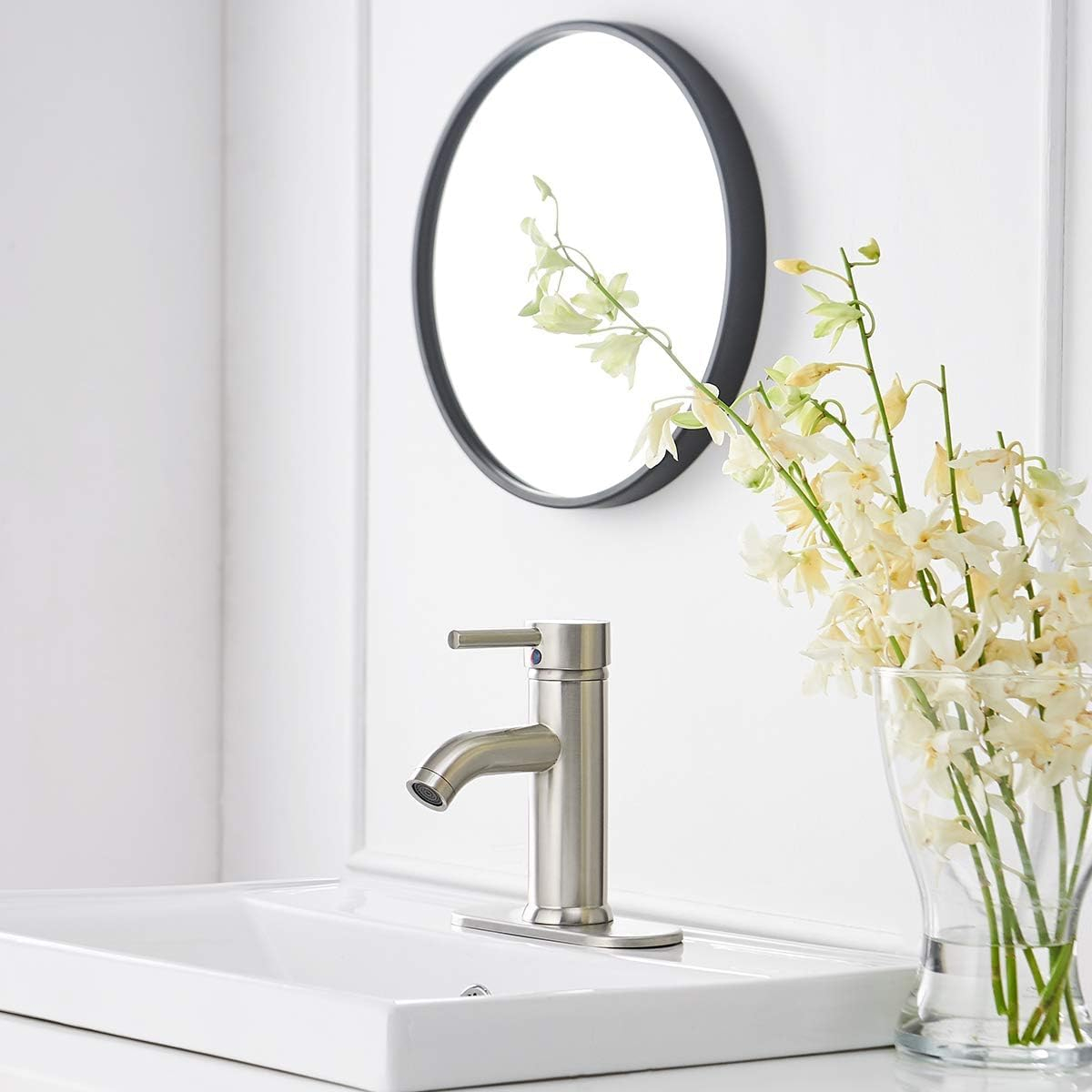 Brushed Nickel Bathroom Faucet Single Hole Single Handle Lavatory Basin Bath Sink Vanity Faucet Deck Mount Modern Brass Commercial Stainless Steel