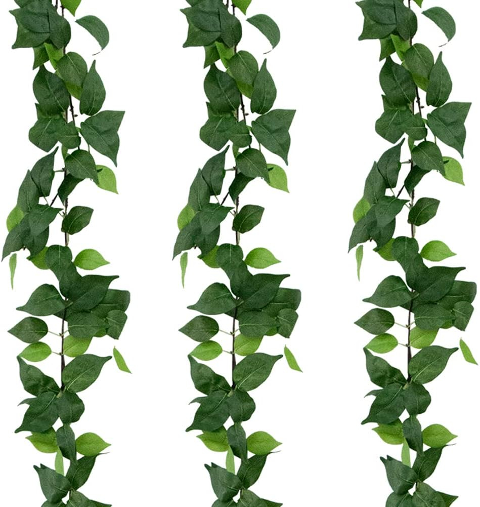 3 Strands Odorless Artificial Ivy Vines Kit, 71" Silk Ivy Garland with Green Leaves, Fake Hanging Plants Greenery Decoration for Bedroom, Windows, Walls, Wedding, Outdoor Decor (Green)