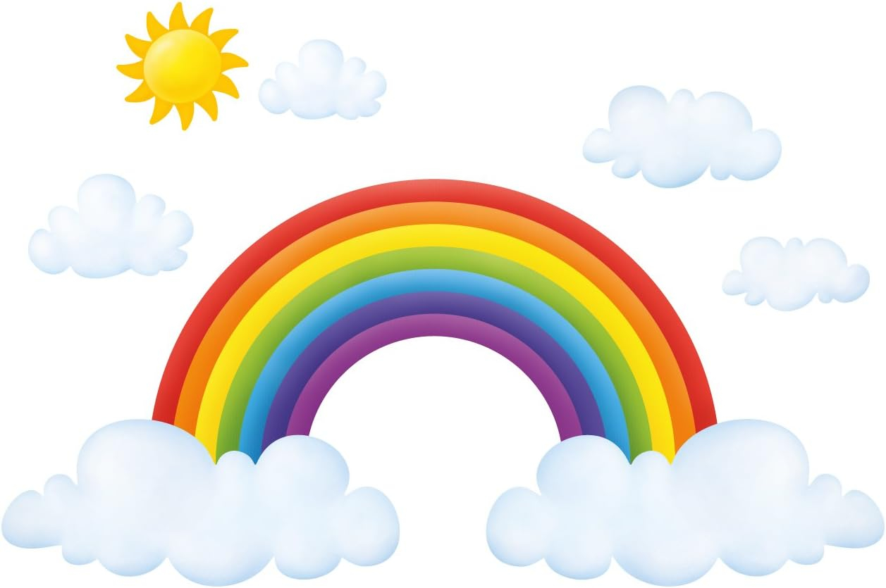 DECOWALL SG2-1713 Rainbow and Clouds Kids Wall Stickers Wall Decals Peel and Stick Removable Wall Stickers for Kids Nursery Bedroom Living Room décor