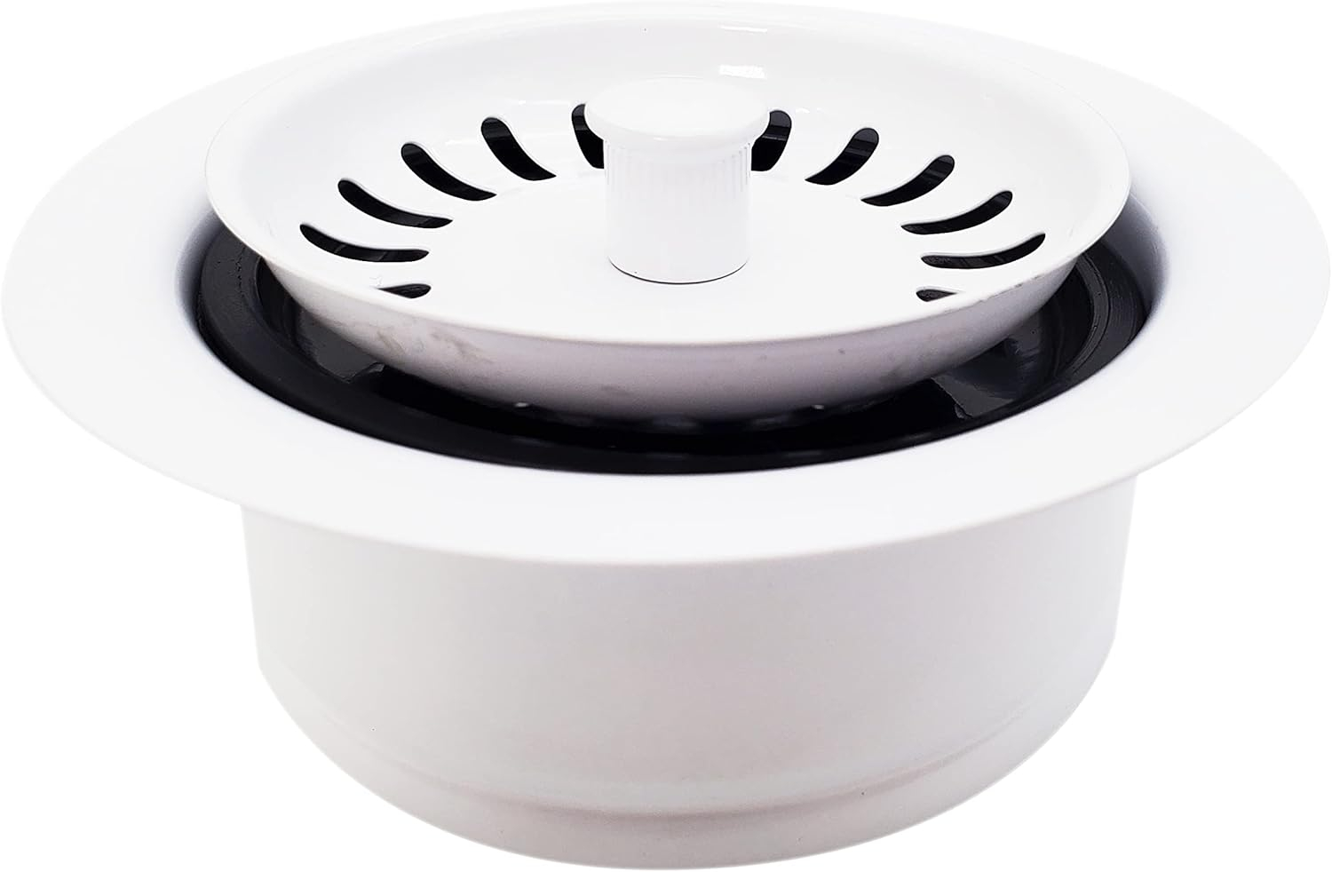 Westbrass D2089SEV-50 3-1/2" Kitchen Sink Waste Disposal Drain Flange and Basket Strainer, Powder Coat White
