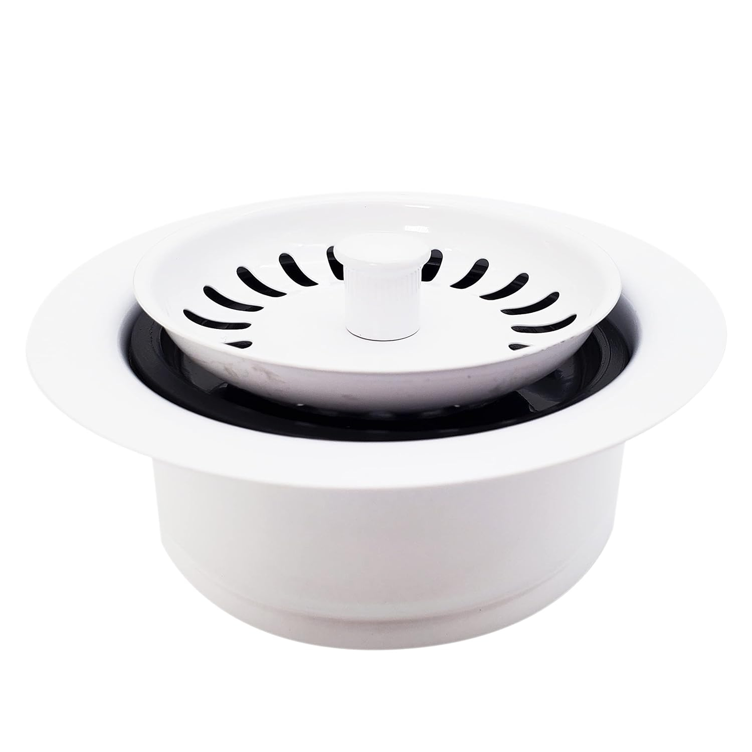 Westbrass D2089SEV-50 3-1/2" Waste Disposal Drain Flange and Basket Strainer, Powder Coat White