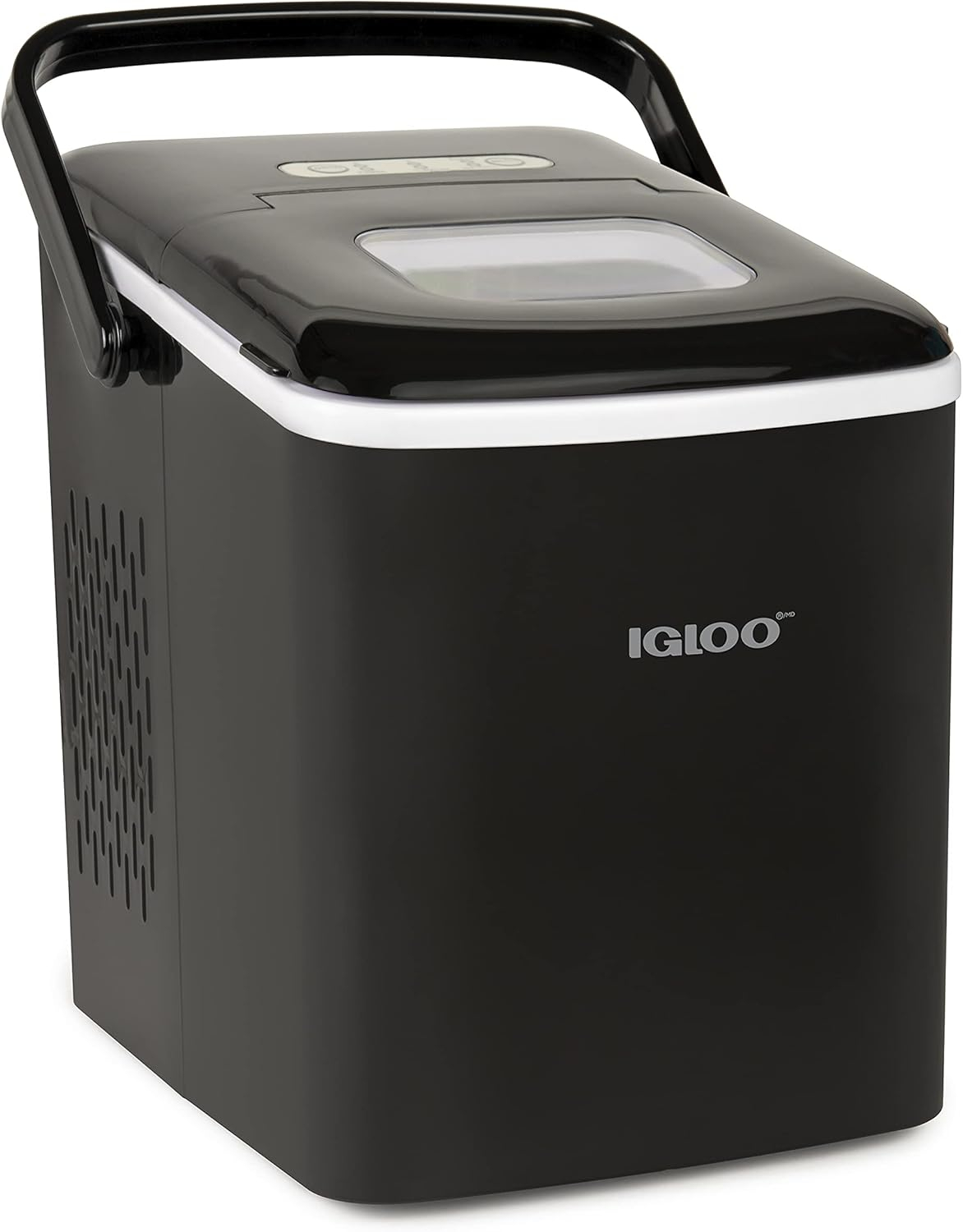 Igloo Handled Automatic Ice Machine Self Cleaning Countertop Ice Maker with Scoop, Black