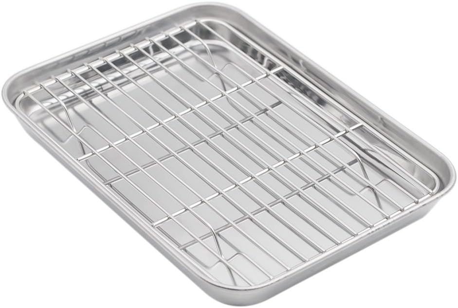 Mlfire Baking Sheets and Racks Set Stainless Steel Baking Sheet Chef Baking Sheet with Wire Rack Set for Oven and Dishwasher Non Toxic Heavy Duty Easy Clean Cooling Rack Set