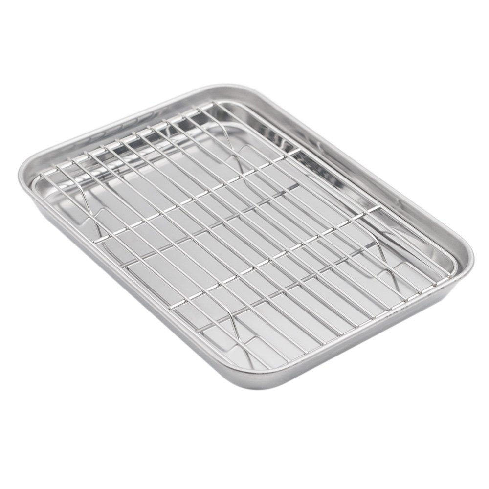 Mlfire Baking Sheets and Racks Set Stainless Steel Baking Sheet Chef Baking Sheet with Wire Rack Set for Oven and Dishwasher Non Toxic Heavy Duty Easy Clean Cooling Rack Set
