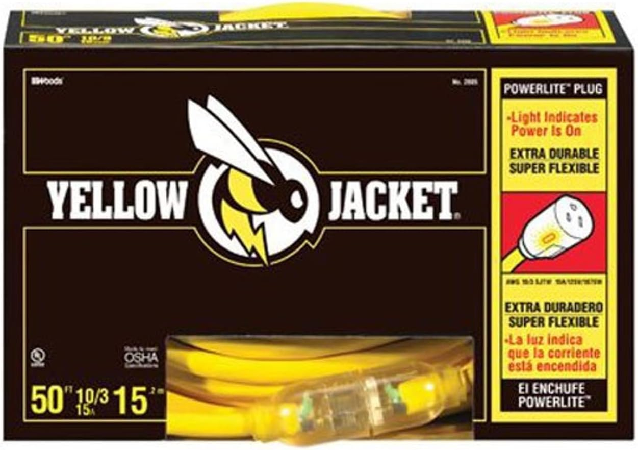 Yellow Jacket Outdoor 50 ft. L Yellow Extension Cord 10/3 SJTW