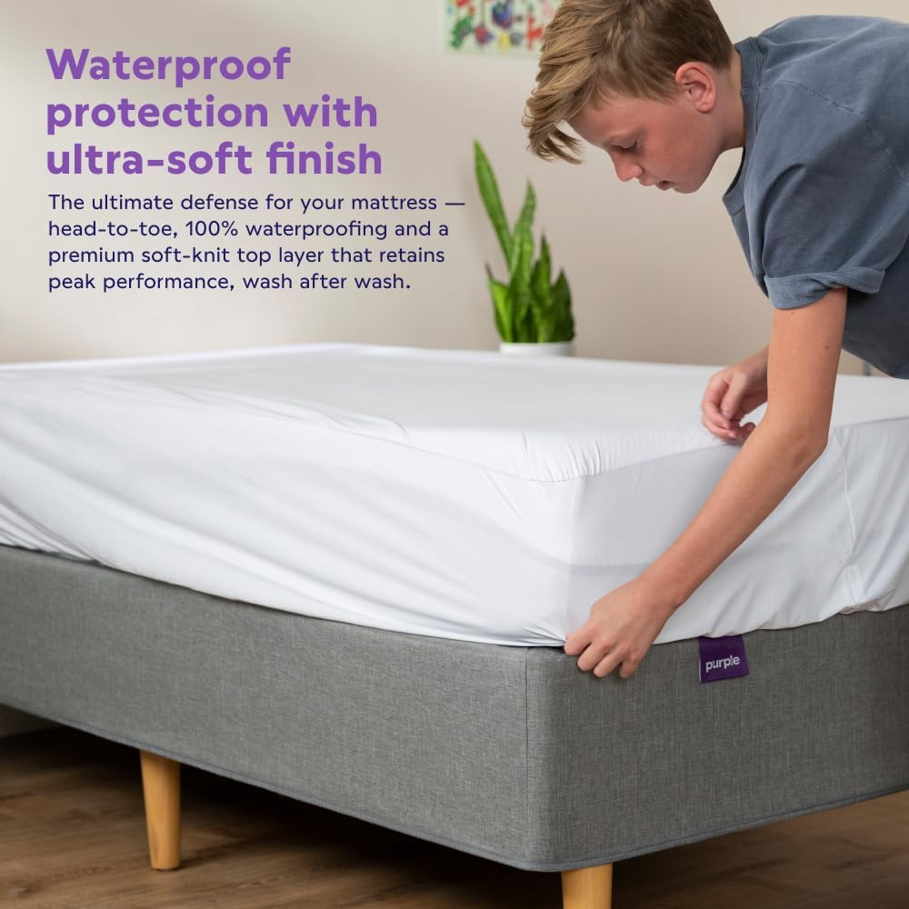 Purple Waterproof Mattress Protector – Twin XL, Gold-Standard Protection, Comfort-First Design, Fits Mattresses 8” to 15.5”