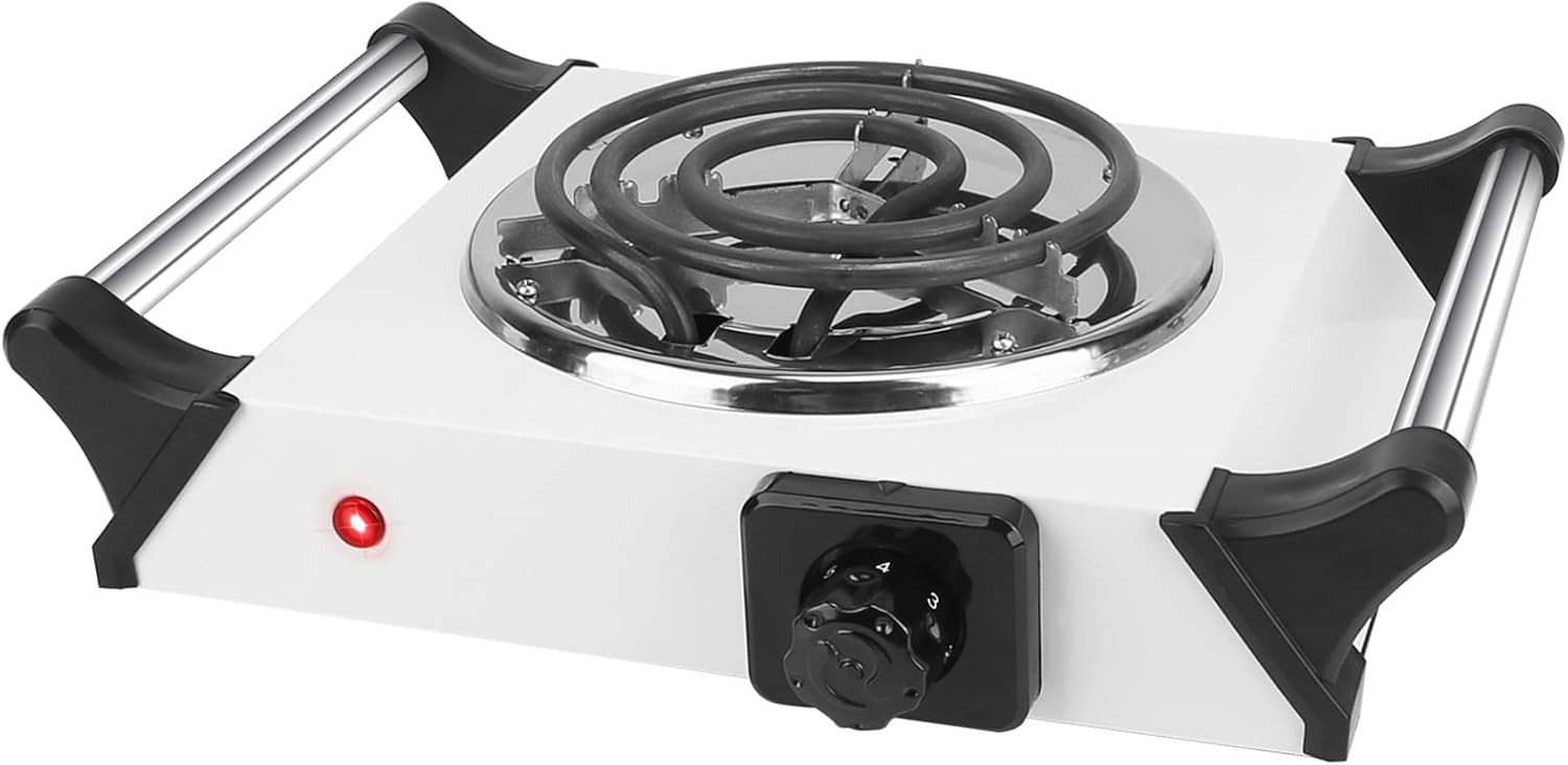 iMounTEK Portable Coil Hot Plate Heating Plate, 1000W Stove Countertop Heater with 5 Temperature Adjustments Fast Heating for Cooking