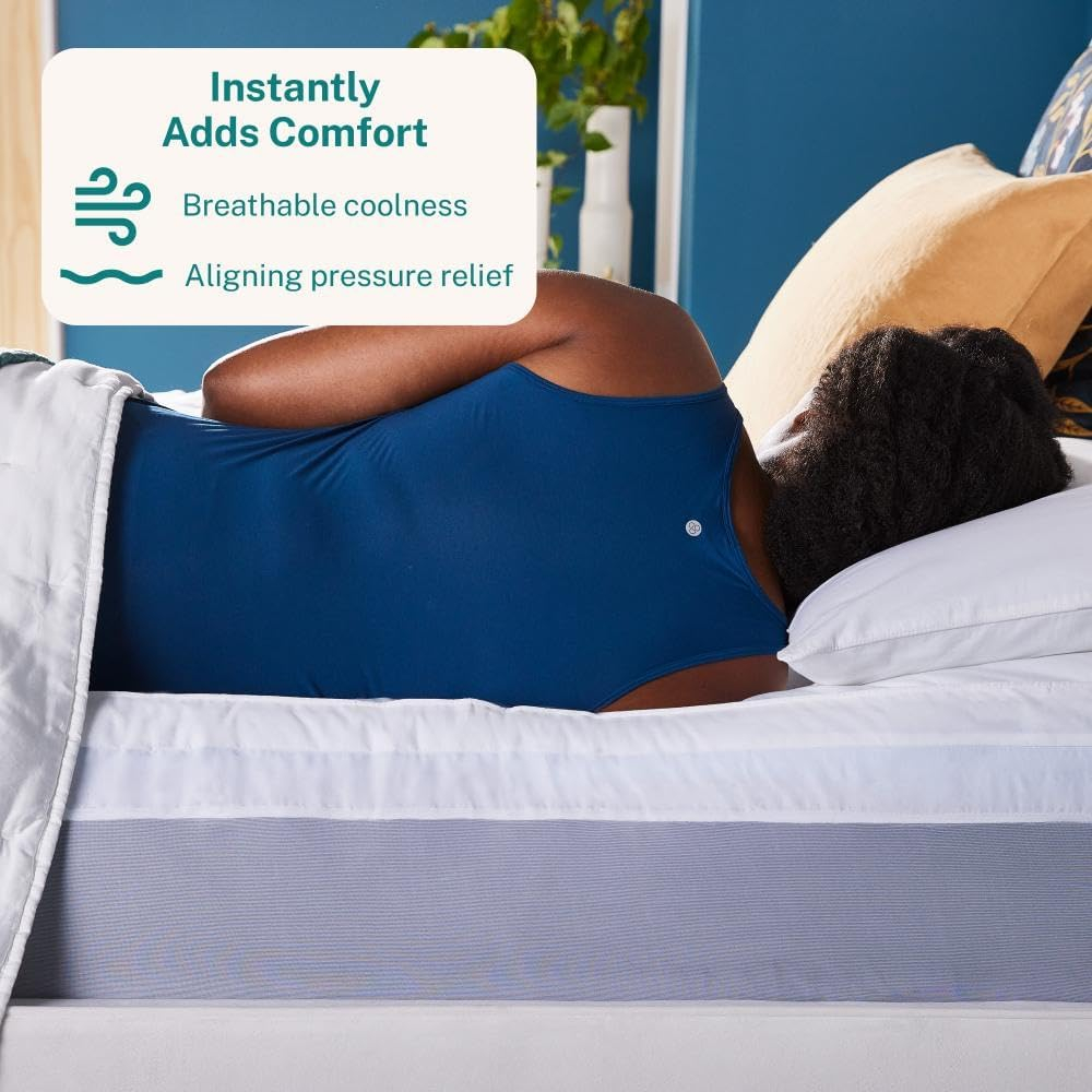 Sleep Innovations Memory Foam Mattress Topper, Full, Gel Dual Layer Support, 4 inch