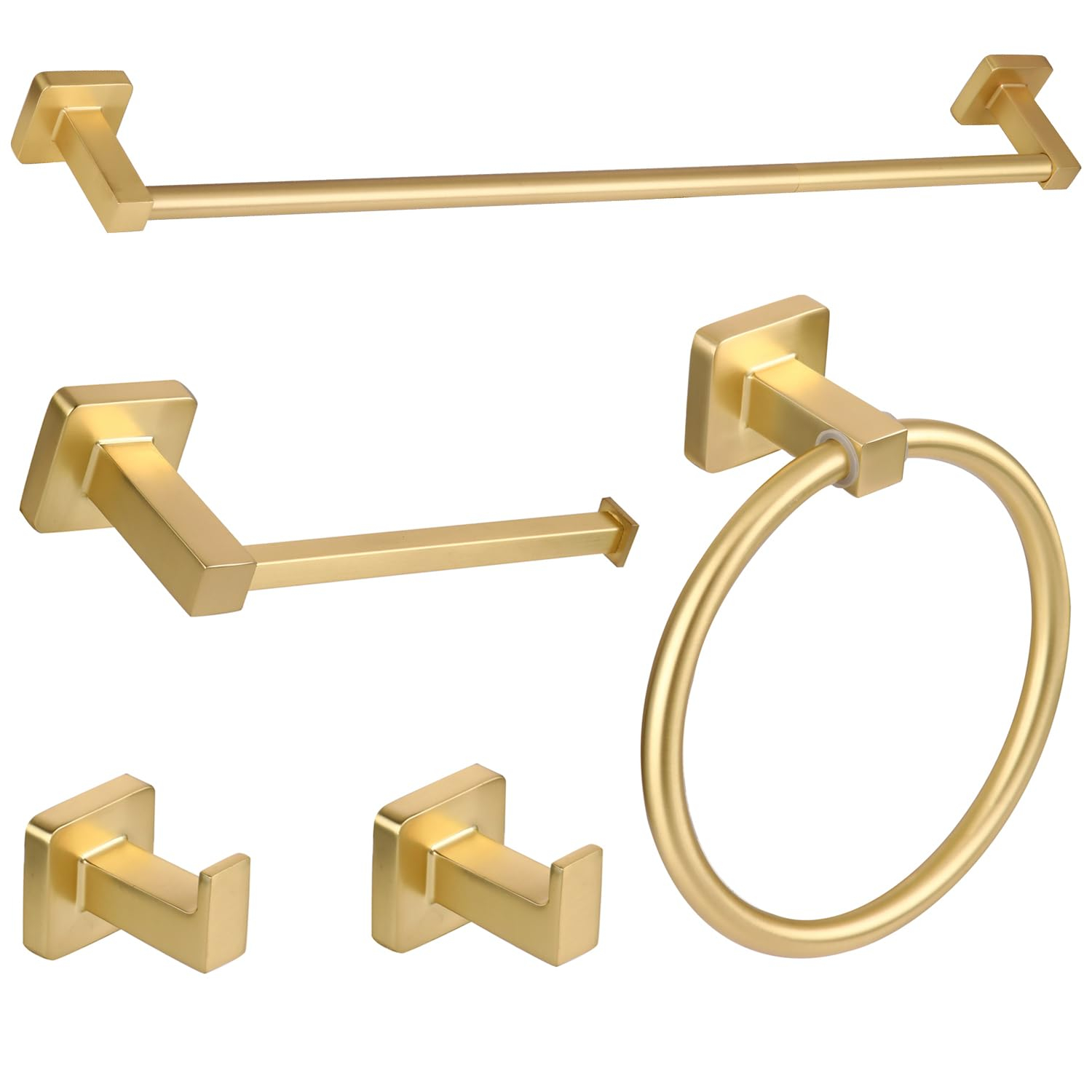5 Pieces Brushed Gold Bathroom Hardware Accessories Set,Stainless Steel 23.6" Hand Towel Bar Set Gold, Toilet Paper Holder, Towel Holder Set,Towel Rack Set for Bathroom