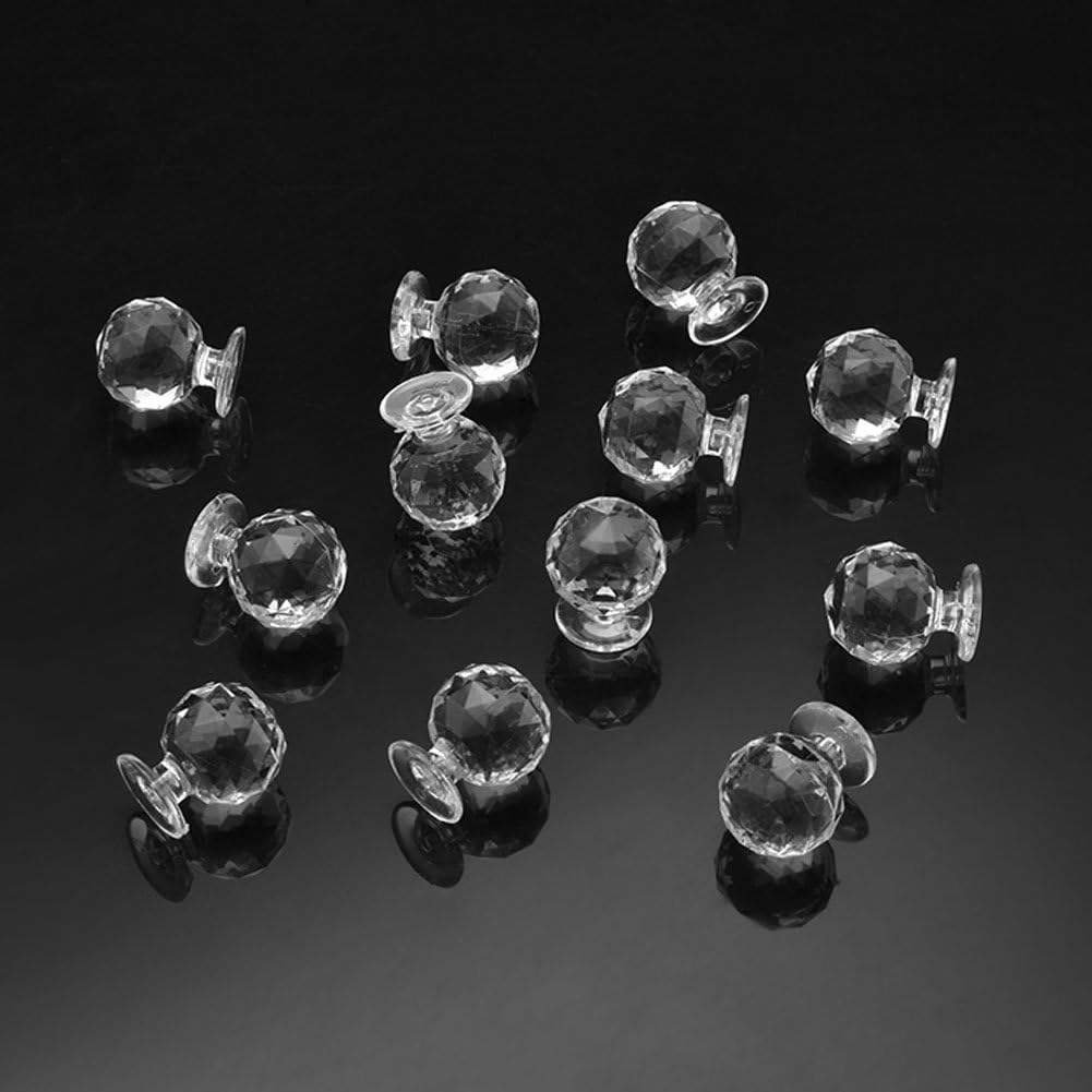 20 Pcs 19mm Crystal Dresser Knobs,Diamond Shape Cabinet Knobs Small Drawer Pulls,for Drawer Dresser Kitchen Cabinets Wardrobe Bathroom Cabinet Desk (Clear)