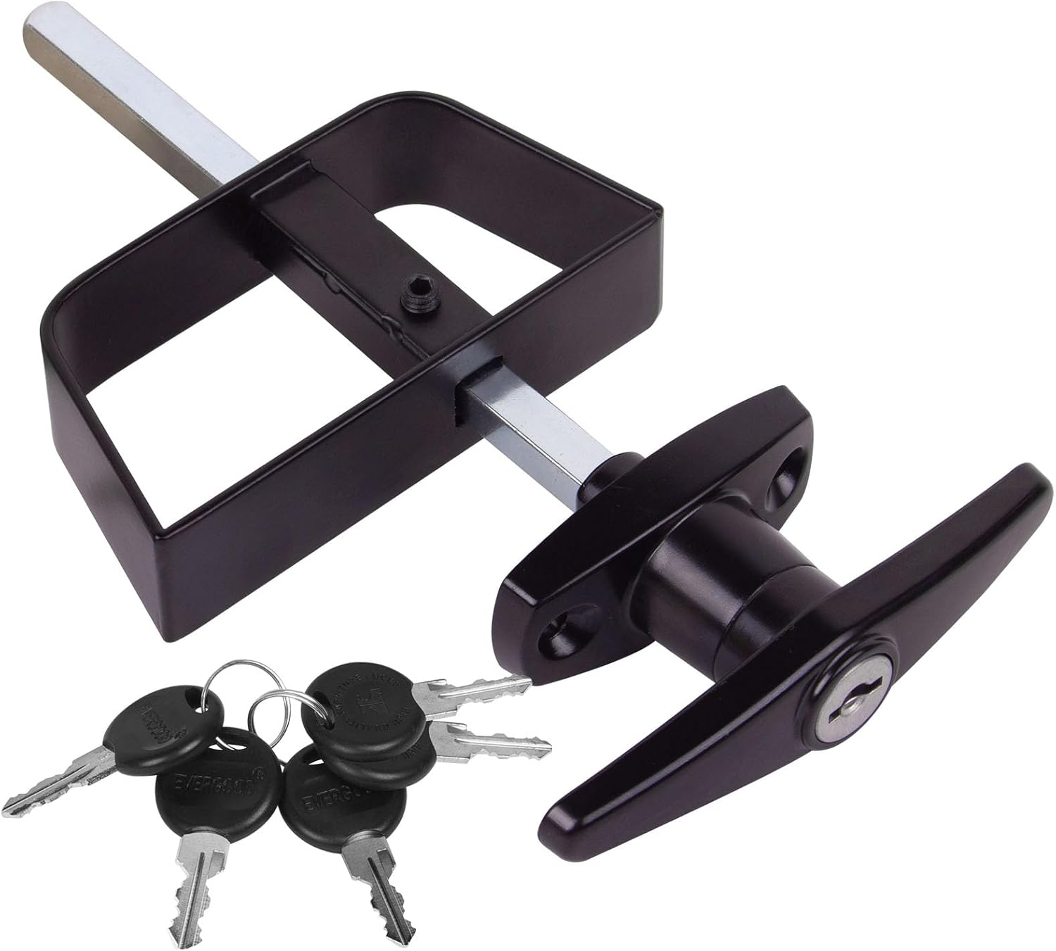 Shed Door Latch T-Handle Lock Kit with 5 Keys EFFIBUILD 4.5" Stem Storage Barn Shed Door Hardware Lock Set for Playhouses, Chicken Coops,Camper Black