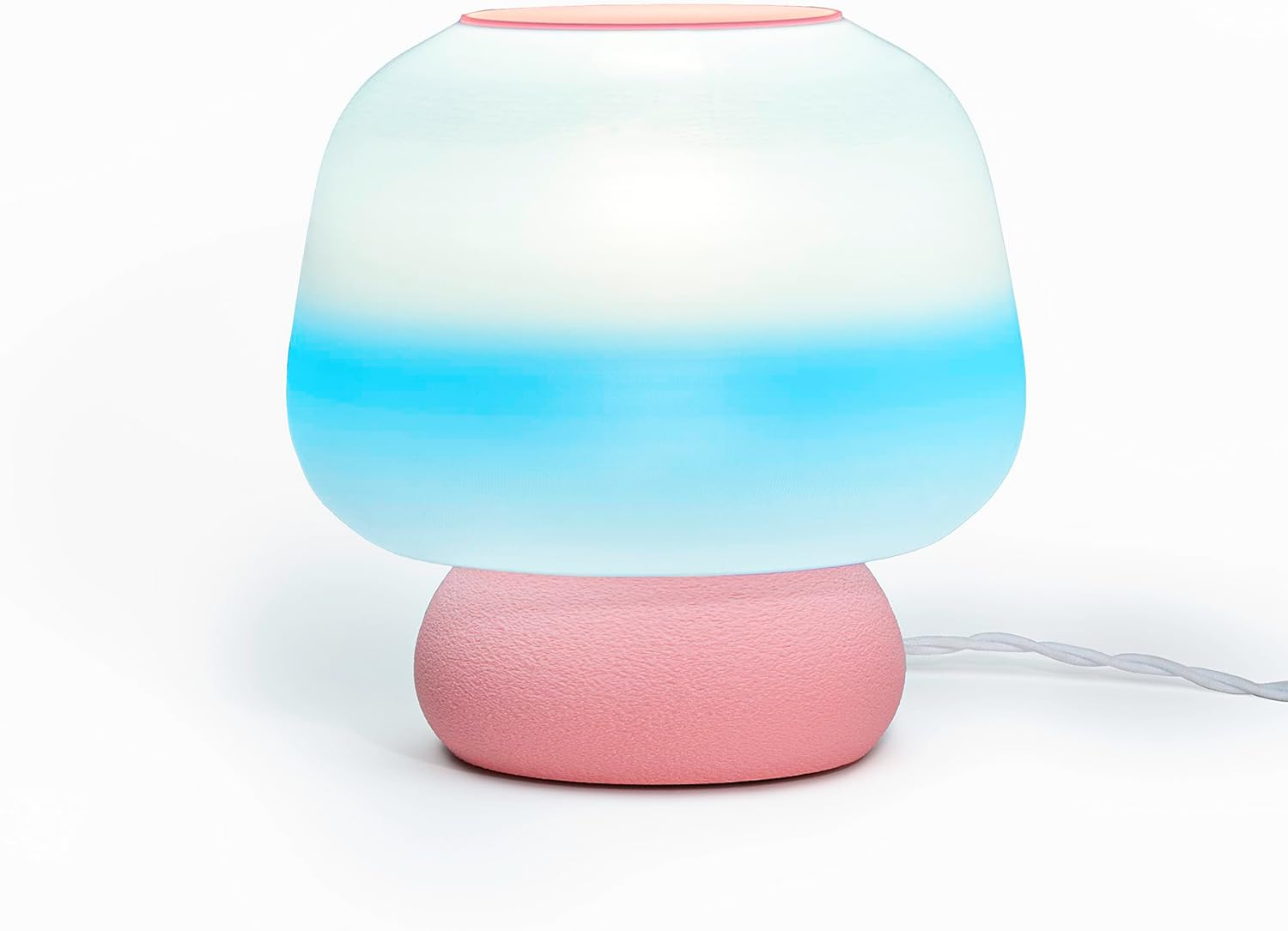 JONATHAN Y USA1004B 3D Printed Dimmable LED Table Lamp Mushroom 10" Modern Classic Plant-Based PLA for Living Room, Dorm, Home, Office (LED Bulb Included), Blue/White/Light