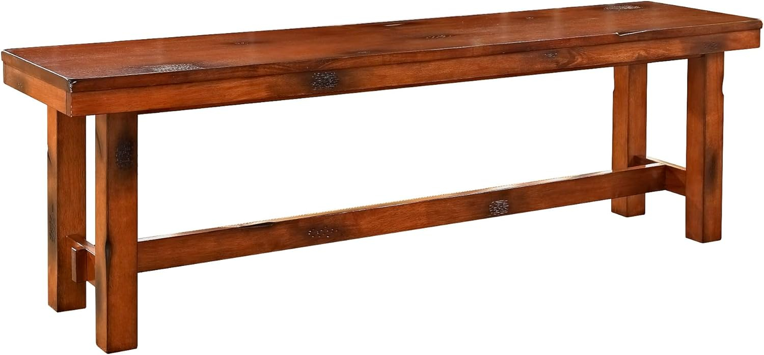 Walker Edison Transitional Wood Backless Dining Bench, Dark Oak