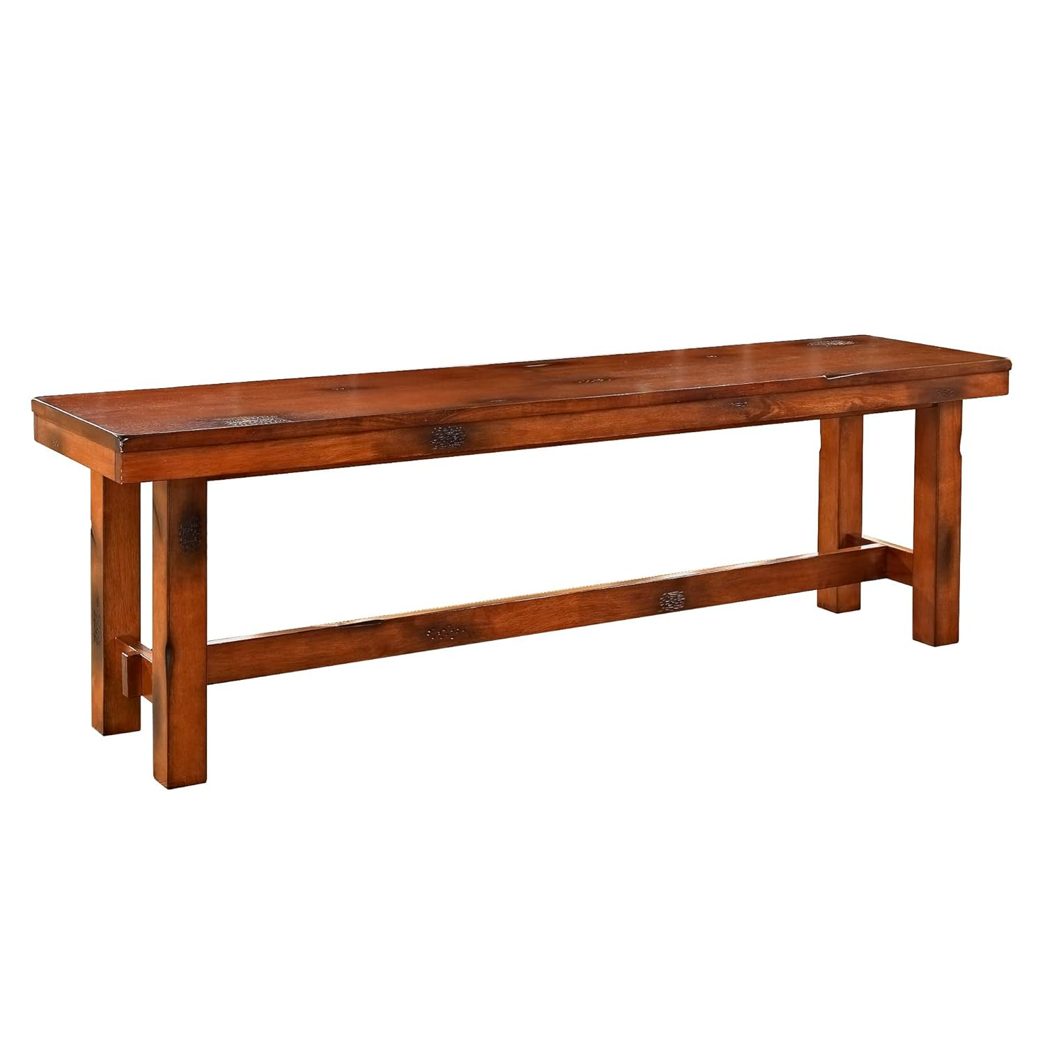 Walker Edison Transitional Wood Backless Dining Bench, Dark Oak