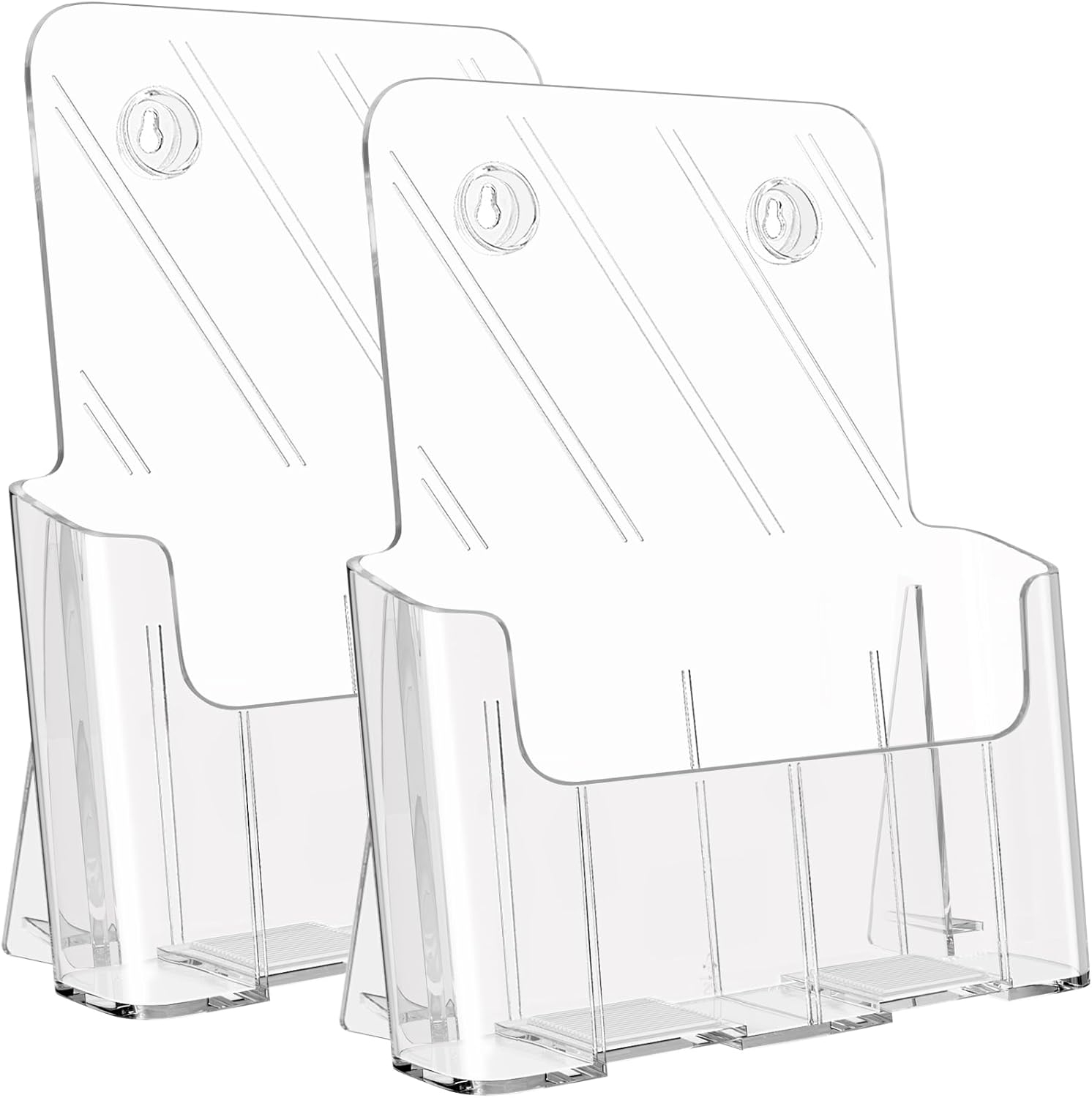 Ktrio Acrylic Brochure Holder 8.5 x 11 inches Plastic Acrylic Literature Holders Clear Flyer Holder Rack Card Holder, Magazine, Pamphlet, Booklet Display Stand Trifold Holder Desk or Wall Mount 2 Pack