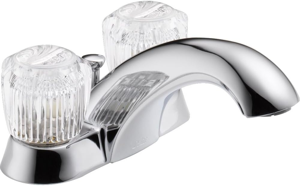 Classic Centerset Bathroom Faucet with Clear Knob Handles Metal Pop-Up Drain