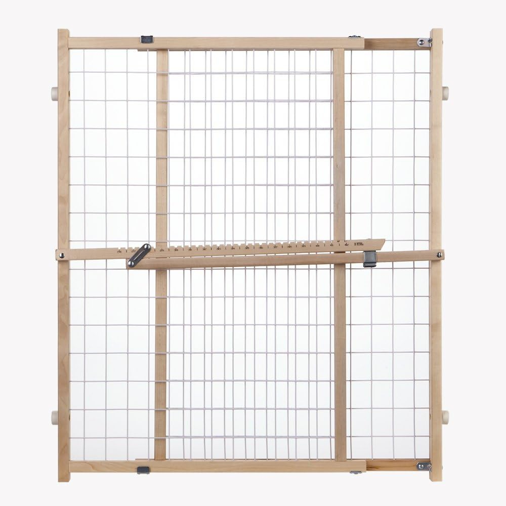MYPET North States Wire Mesh Dog Gate: 29.5-50" Wide. Pressure Mount. No Tools Needed. Dog Gate 31" Tall, Expandable, Durable Dog Gates for Doorways, Sustainable Hardwood