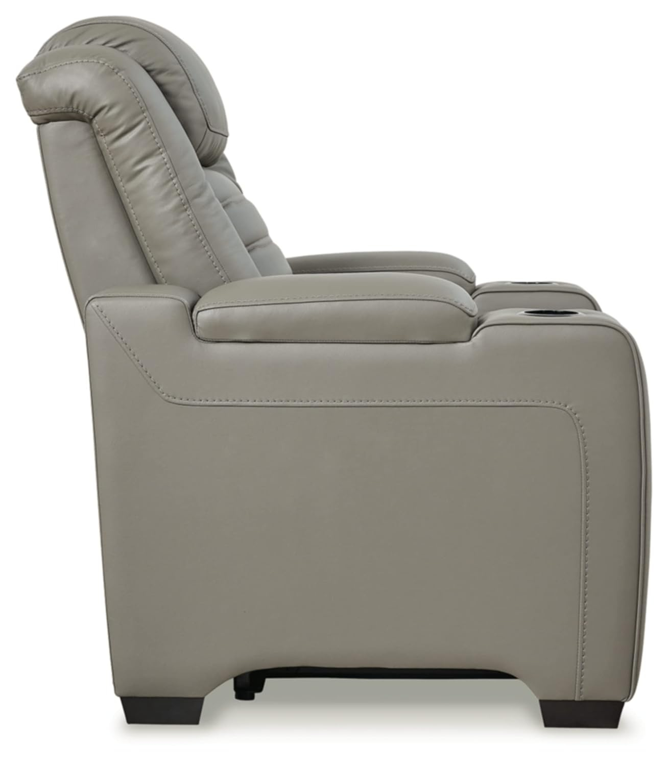Gray Leather Contemporary Power Recliner with Air Massage