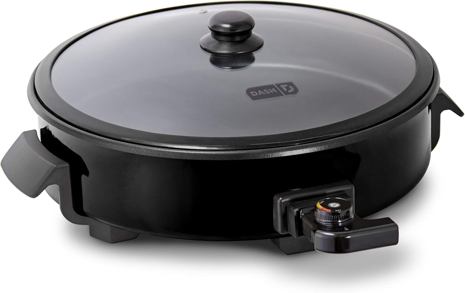 Dash Family Size Electric Skillet with 14 inch Nonstick Surface + Recipe Book for Pizza Burgers, Cookies, Fajitas, Breakfast & More, 20 Cup Capacity, 2.5 Inch Deep, 1400-Watt - Black